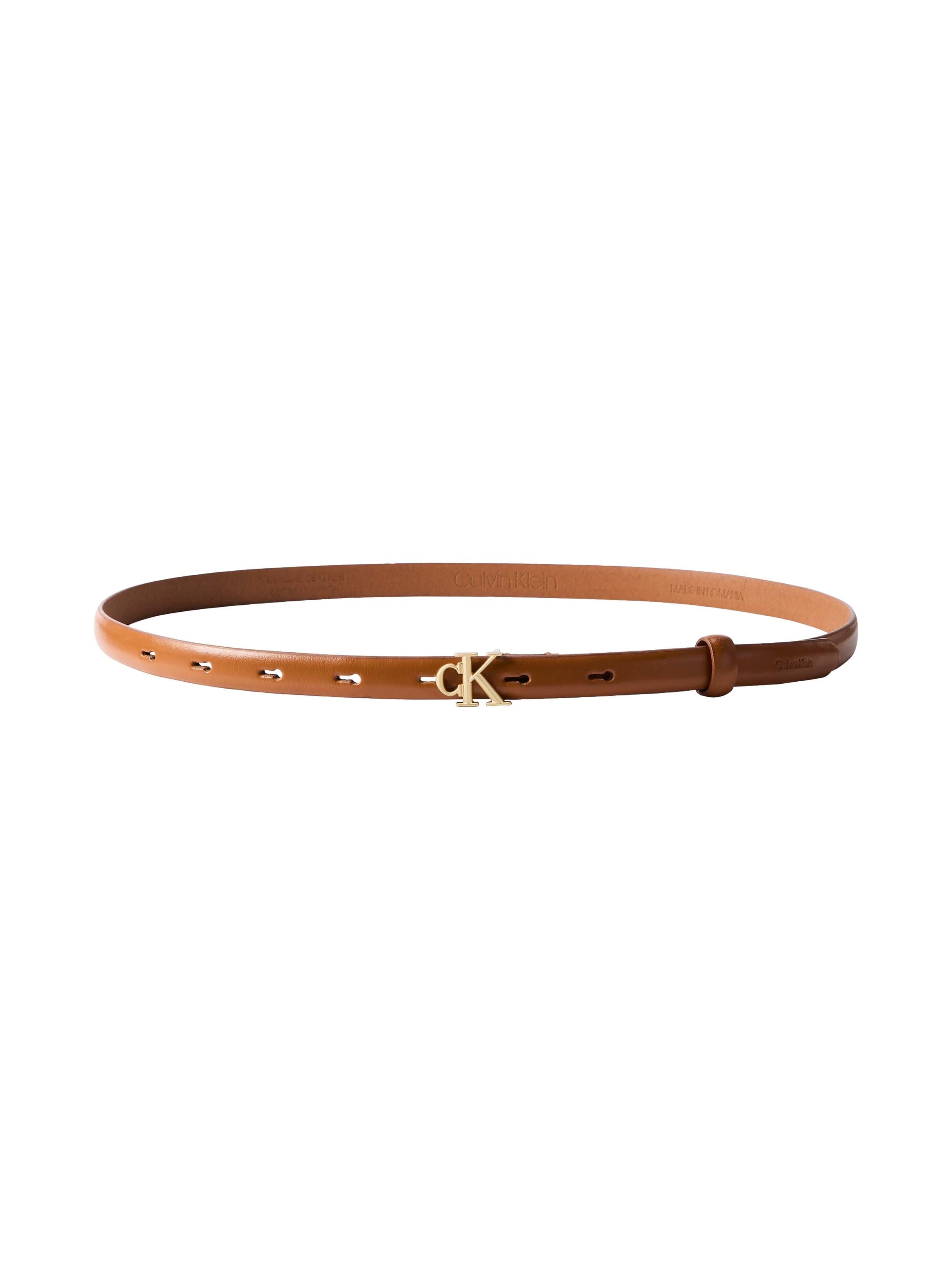 Calvin Klein Ceinture en cuir »ROUND CK BUCKLE 15MM BELT SMOOTH« Grössenverstellbar mit Metallschliesse