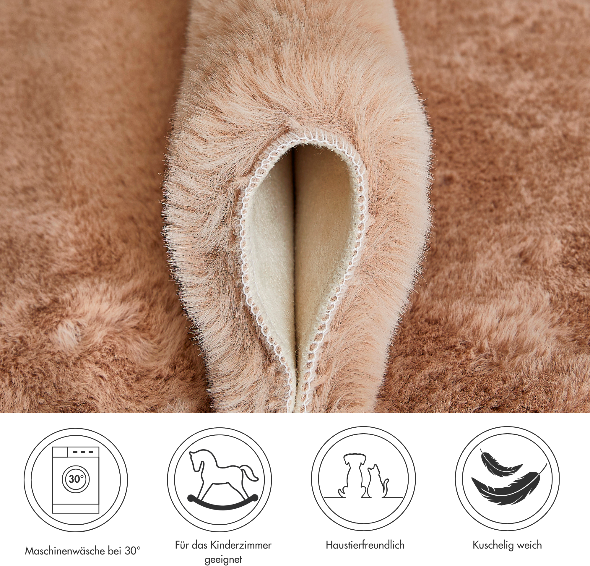 my home Fellteppich »Lugano« fellförmig 30 mm Höhe Kunstfell, Uni Farben, weich & kuschelig, auch als 2er Set erhältlich