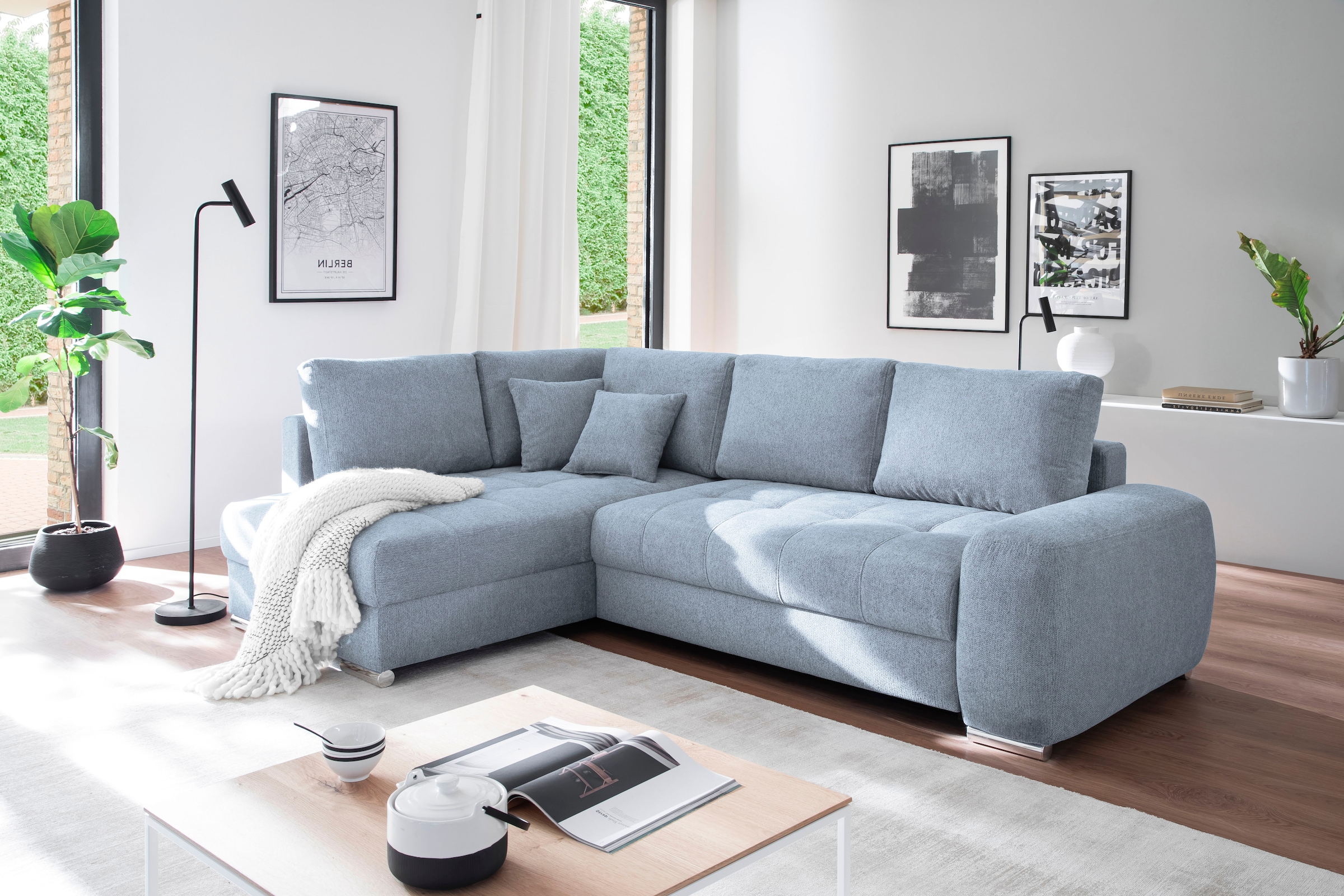 Mr. Couch Canapé d'angle »Mykonos, L-Form, Dauerschläfer« Mit Boxpring-Taschenfederkern