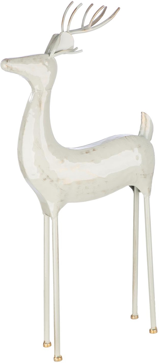 GILDE Skulptur »Figur Hirsch Vancouver grau« Rentier Dekofigur Weihnachten Winter Geweih Tiermotiv