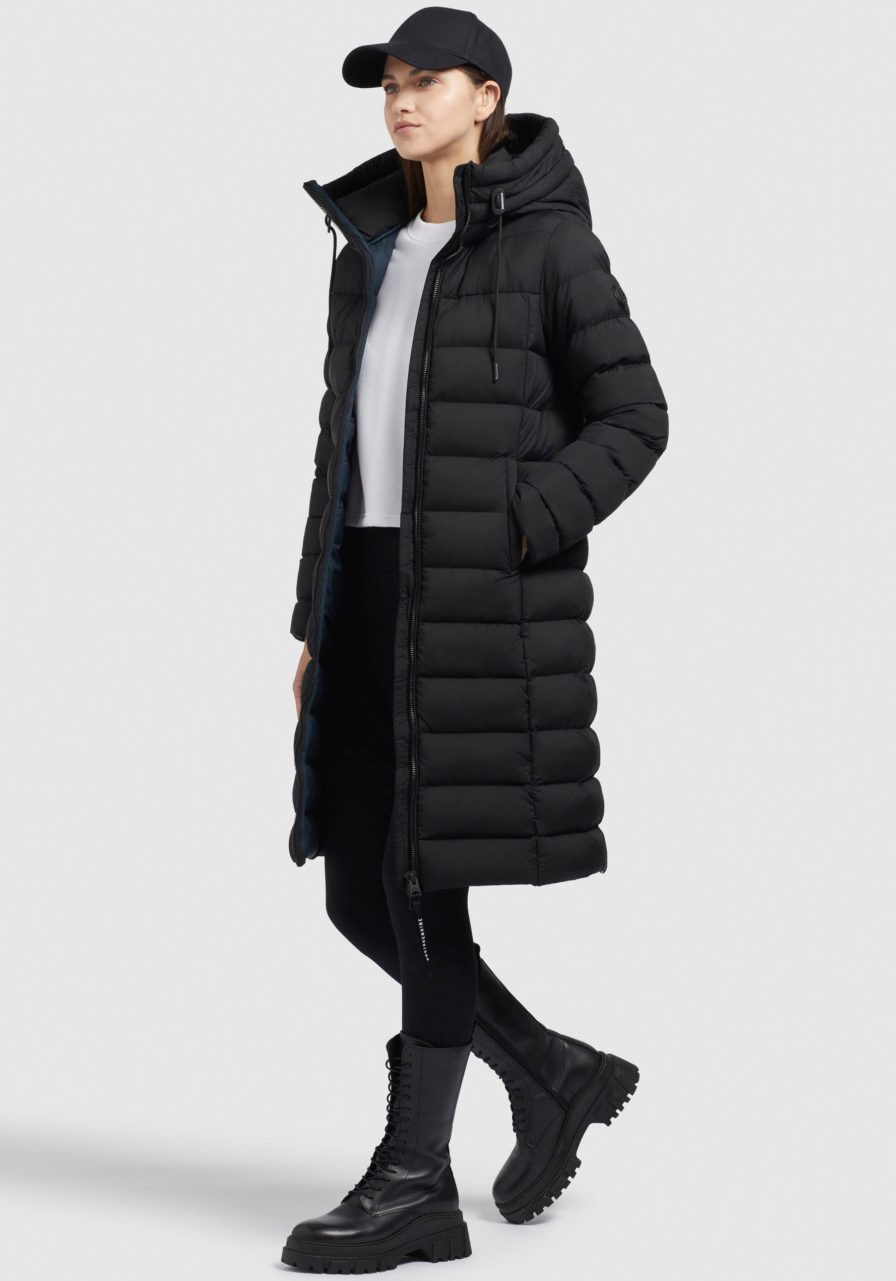 khujo Manteau matelassé »AETHE« coupe genou, avec capuche, col montant, en polyester
