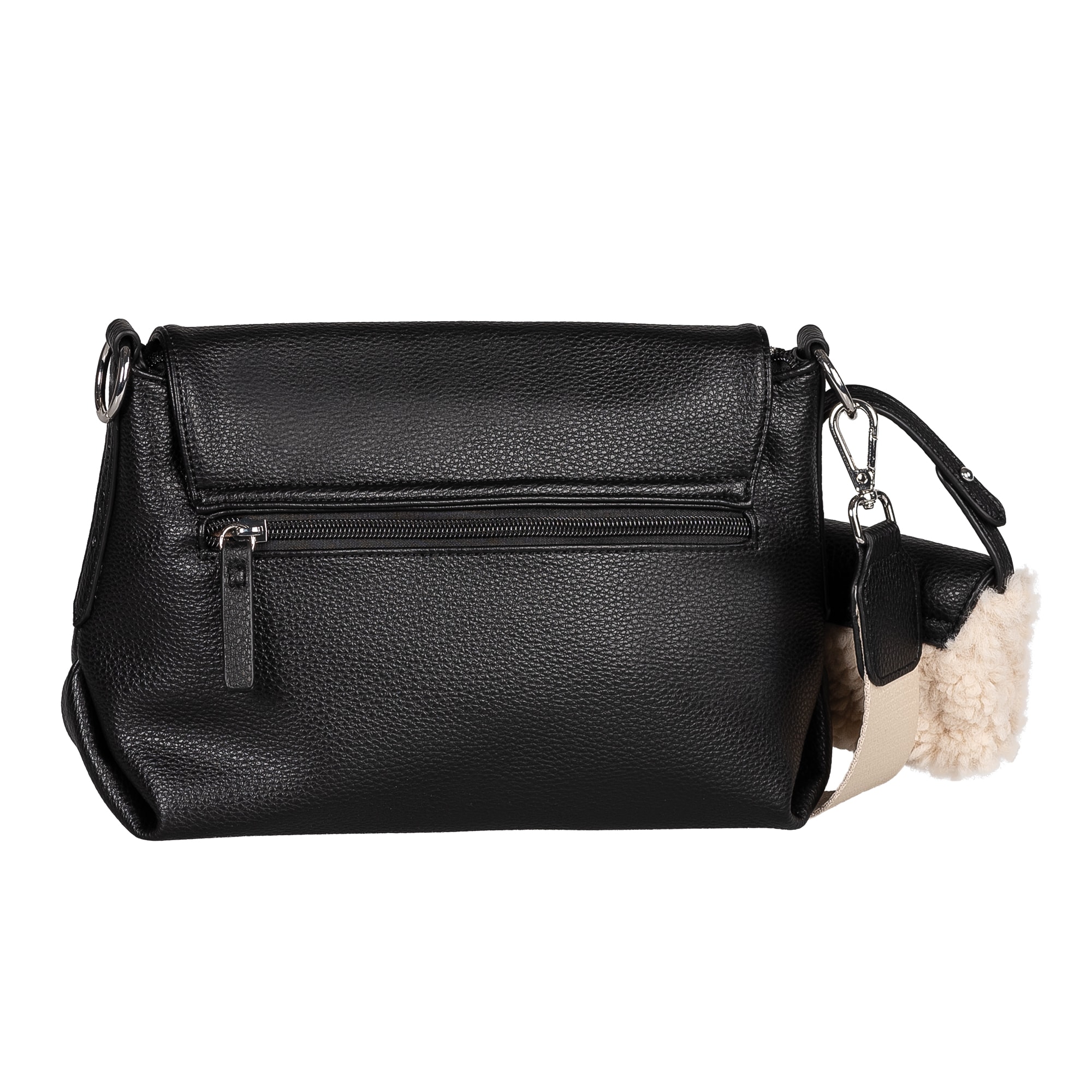 TOM TAILOR Sac à bandoulière »Fania« Sac à épaule pour femme avec pendentif en fausse fourrure