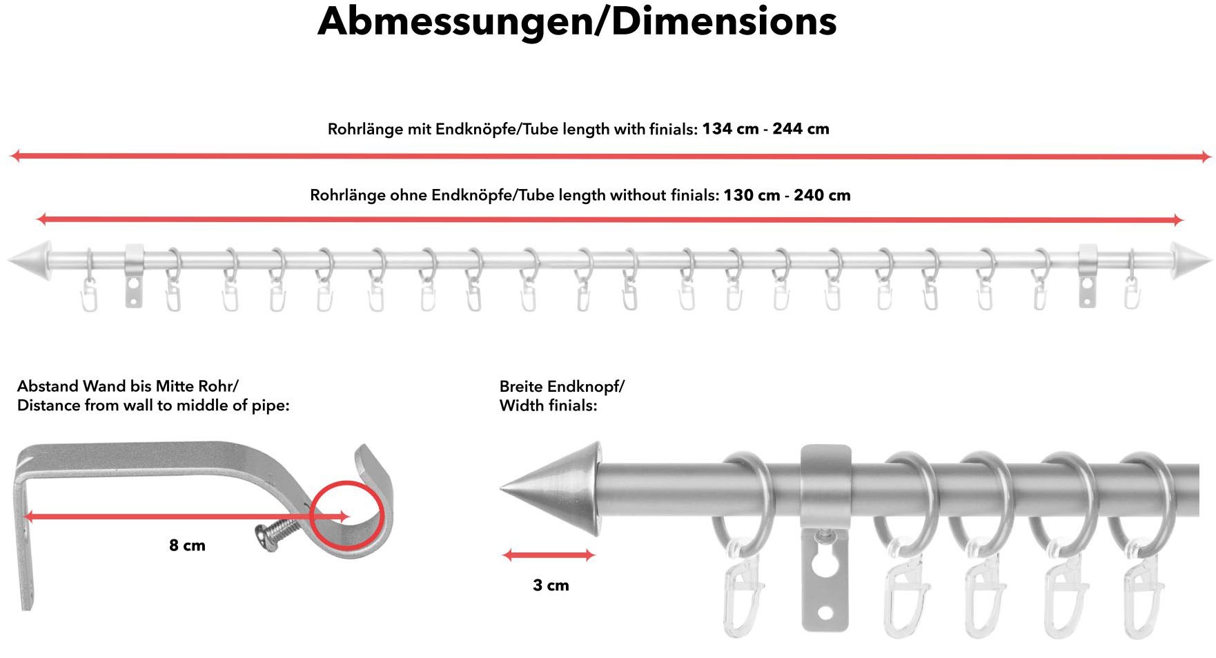 LICHTBLICK ORIGINAL Gardinenstange »Gardinenstange Kegel, 16 mm, ausziehbar« 1 läufig-läufig