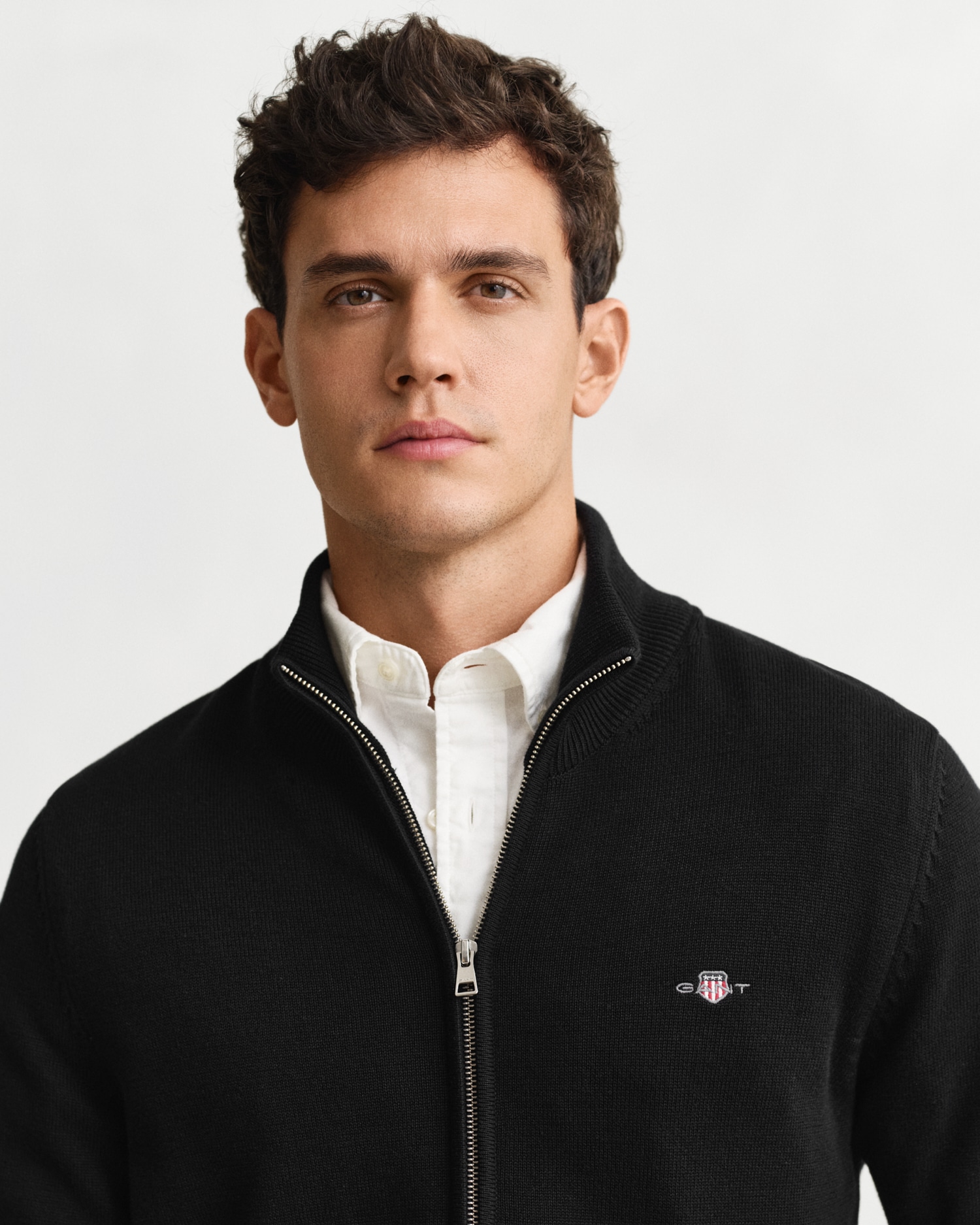Gant Cardigan »CASUAL COTTON ZIP CARDIGAN« avec bord-côte au col montant, aux manches et à l'ourlet