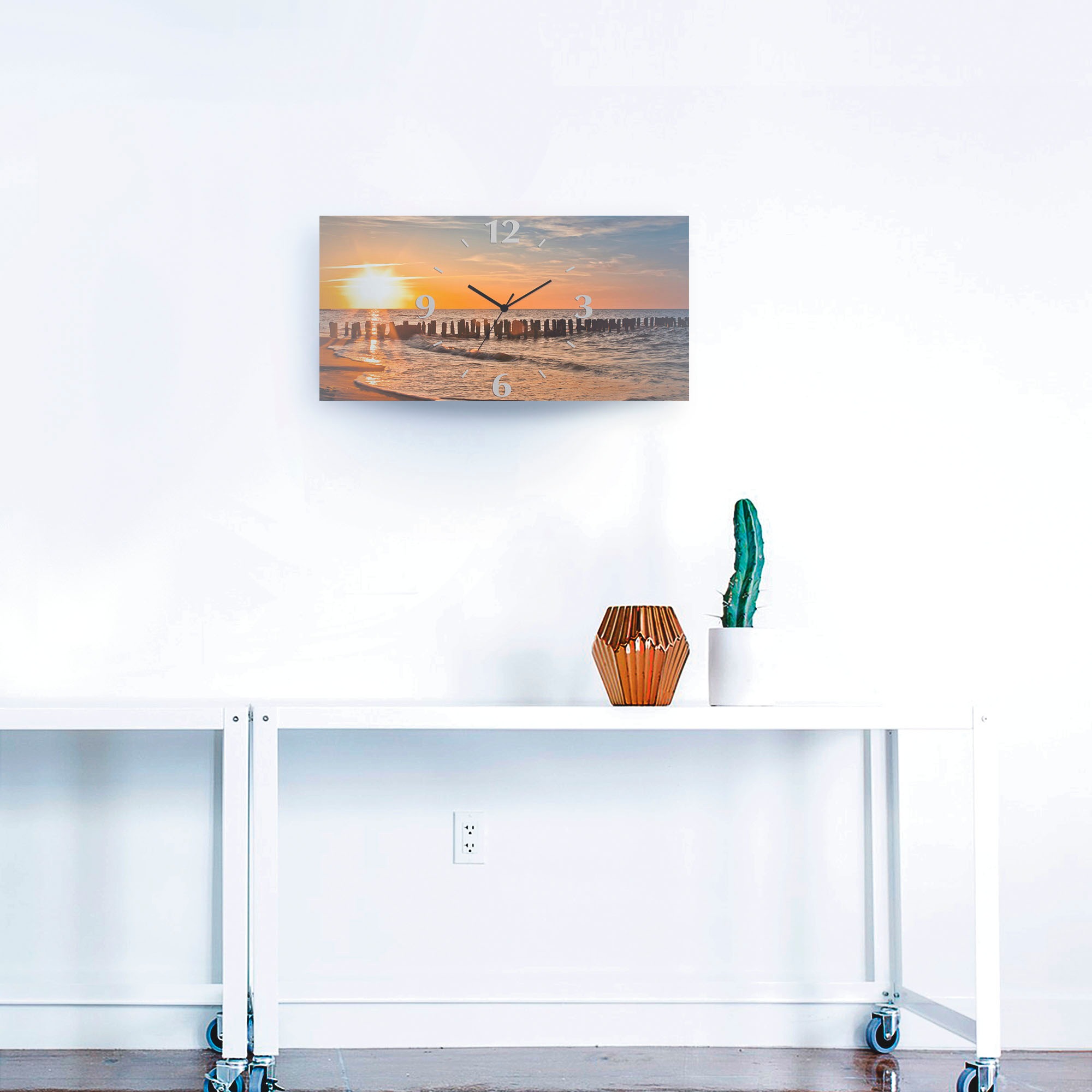 Artland Horloge murale »Schöner Sonnenuntergang am Strand« wahlweise mit Quarz- oder Funkuhrwerk, lautlos ohne Tickgeräusche