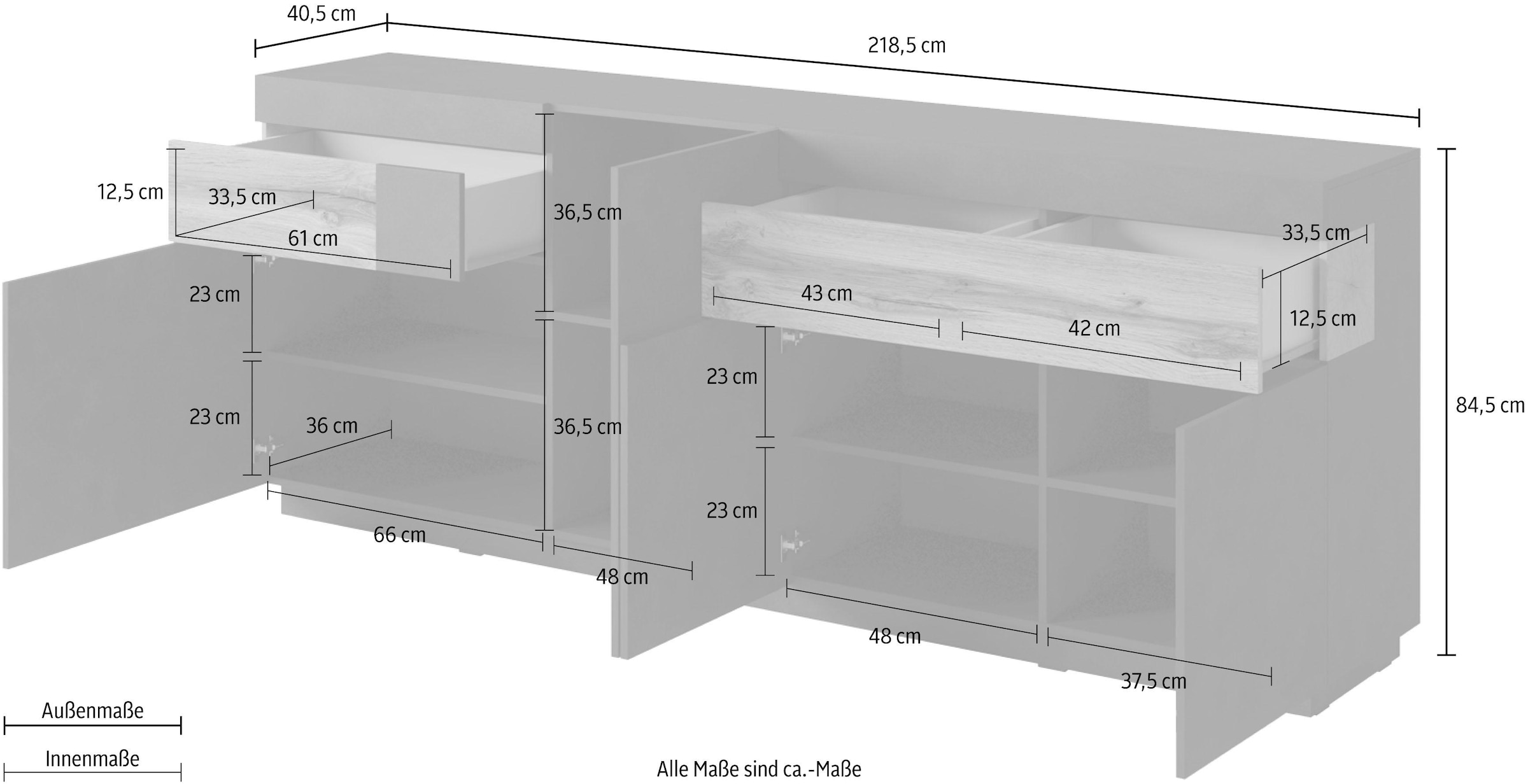 INOSIGN Sideboard »SILKE« Breite 218, 5 cm