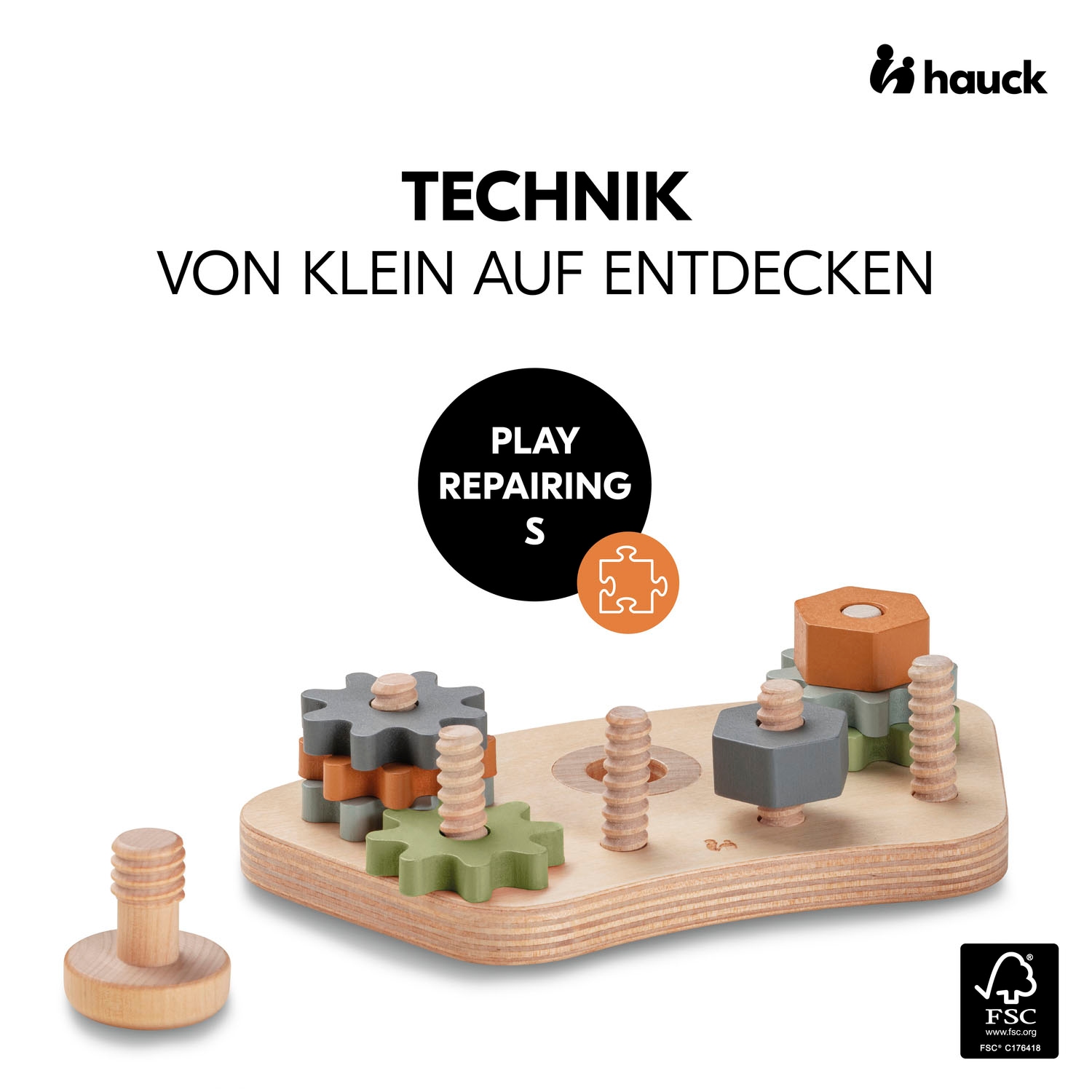 Hauck Planche de motricité »Play Repairing S Gears & Nuts« FSC® - schützt Wald
