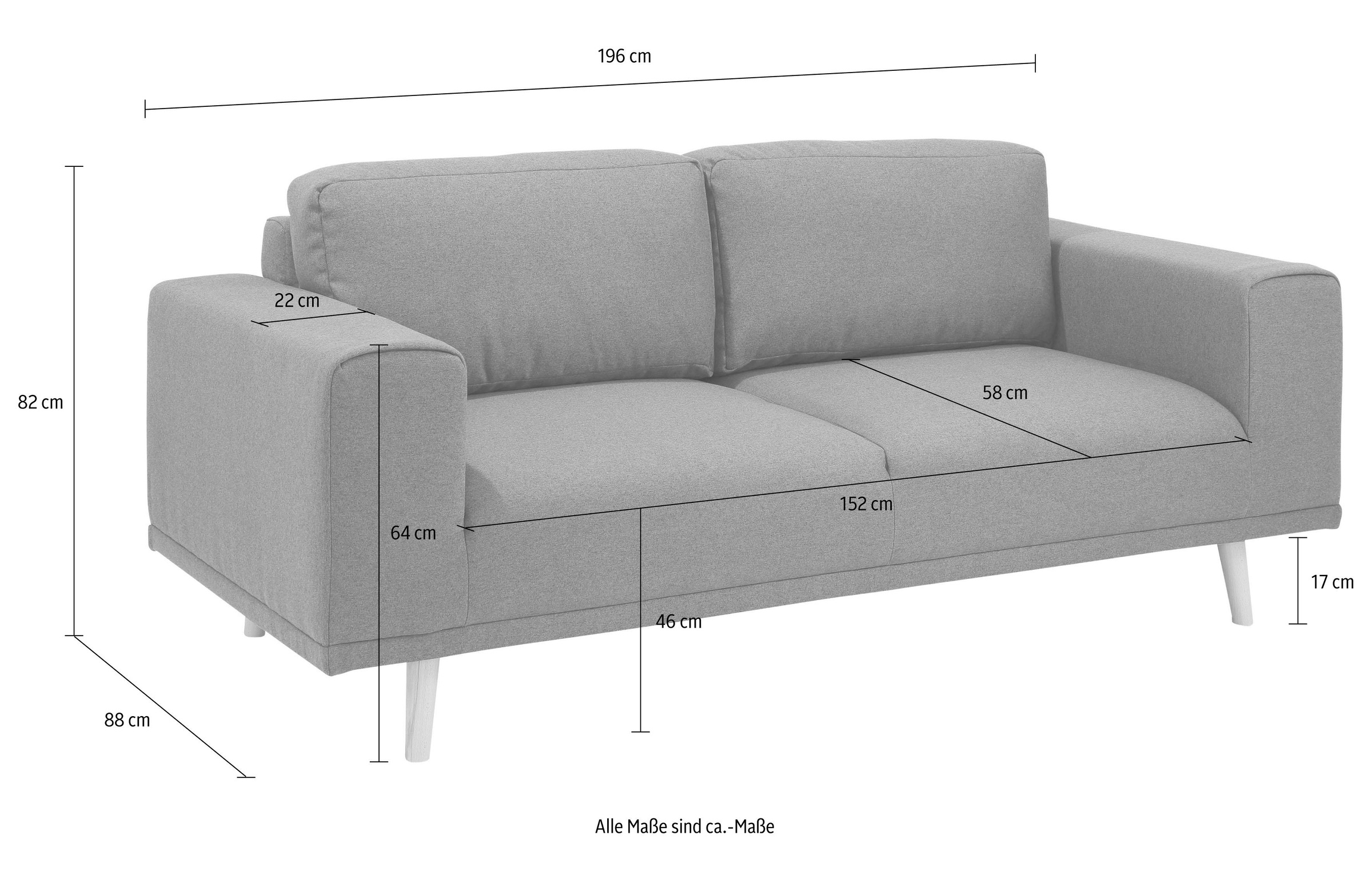 Home affaire 2-Sitzer »Lasse« im scandinavischem Stil mit Holzfüssen