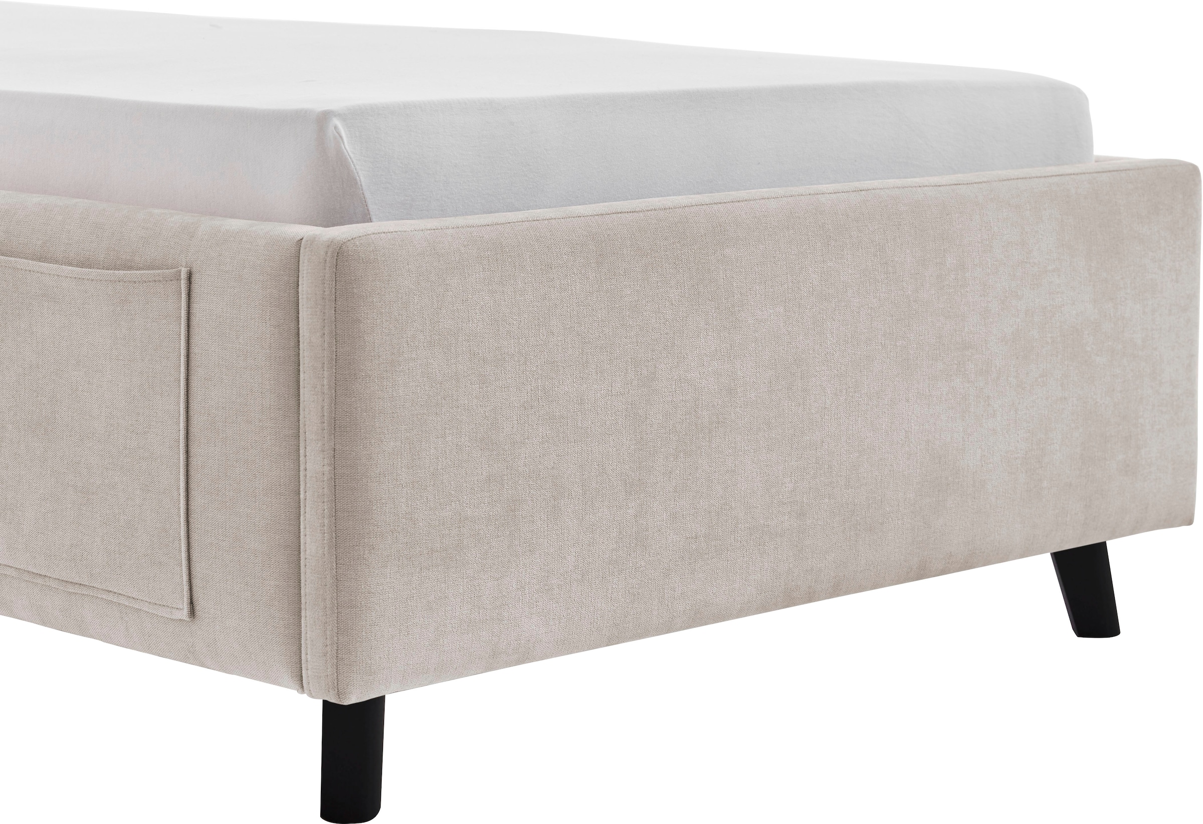 meise.möbel Lit d'enfant »COSY in de Breiten 90, 120 & 140 erhältlich, wahlweise mit Bettkasten« disponible avec pied en bois noir ou chêne, incl. prise USB