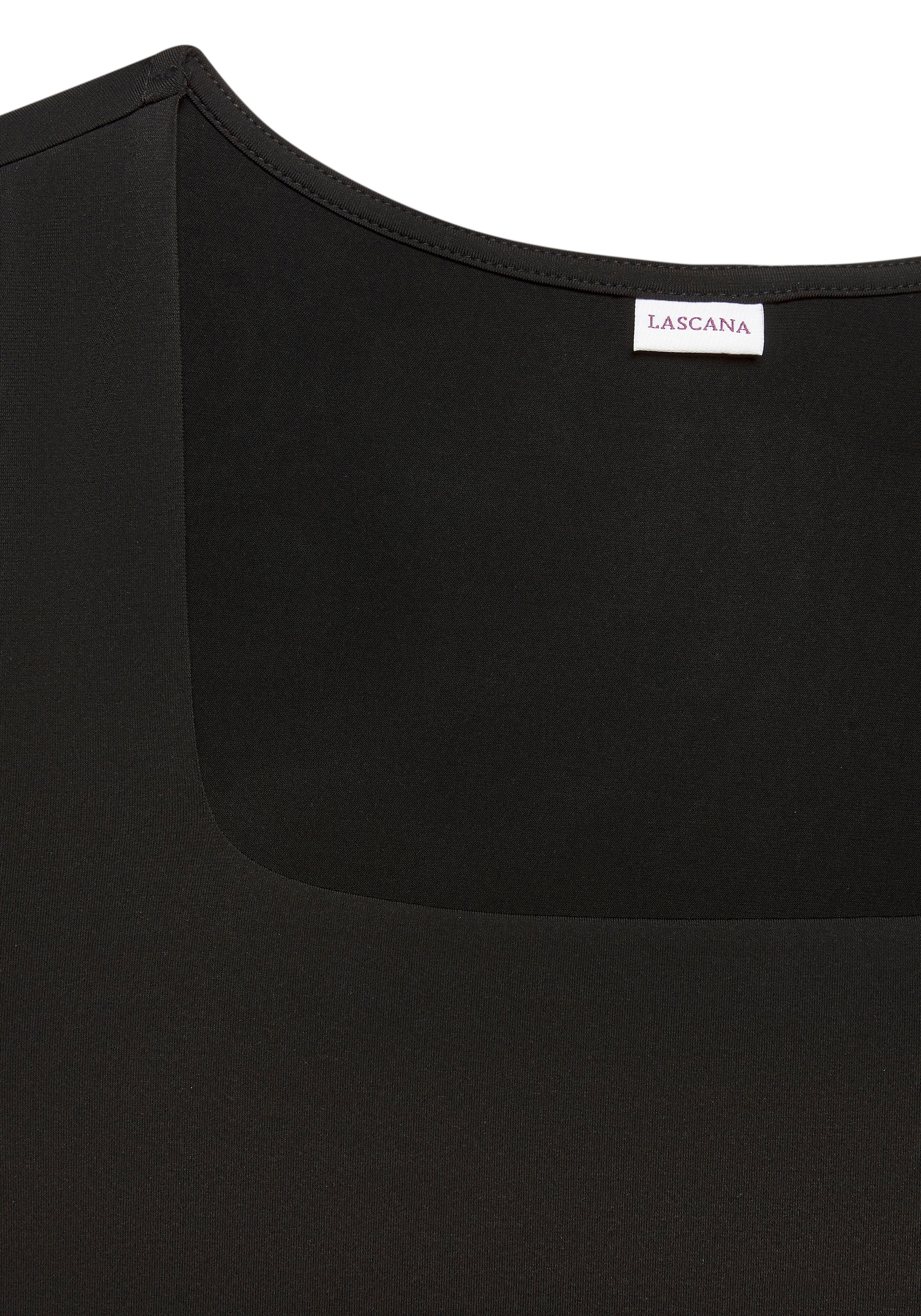 LASCANA T-shirt aus bügelfreiem Material, elegantes Kurzarmshirt, doppellagig