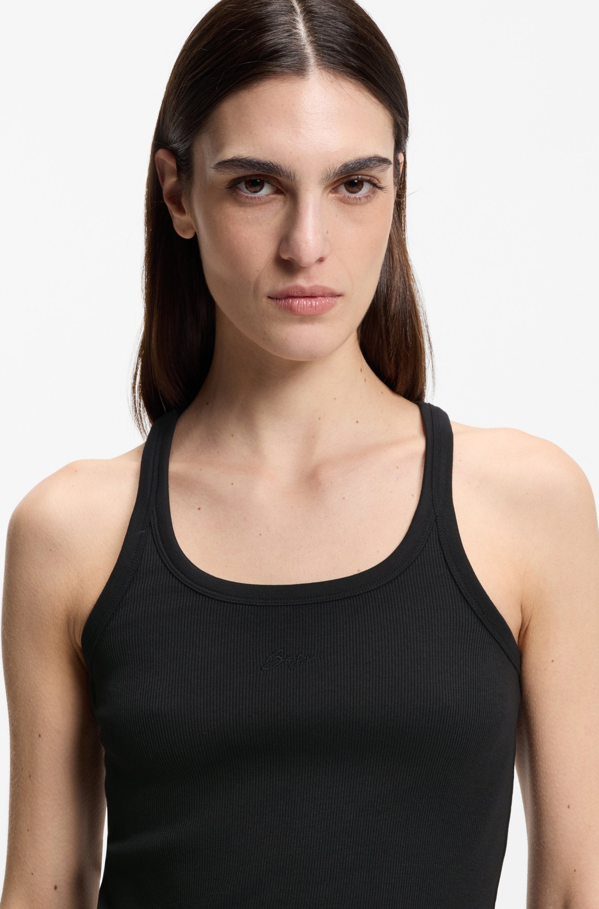 BOSS ORANGE Ripptanktop »Epetite Premium Damenmode« Slim Fit mit Logostickerei