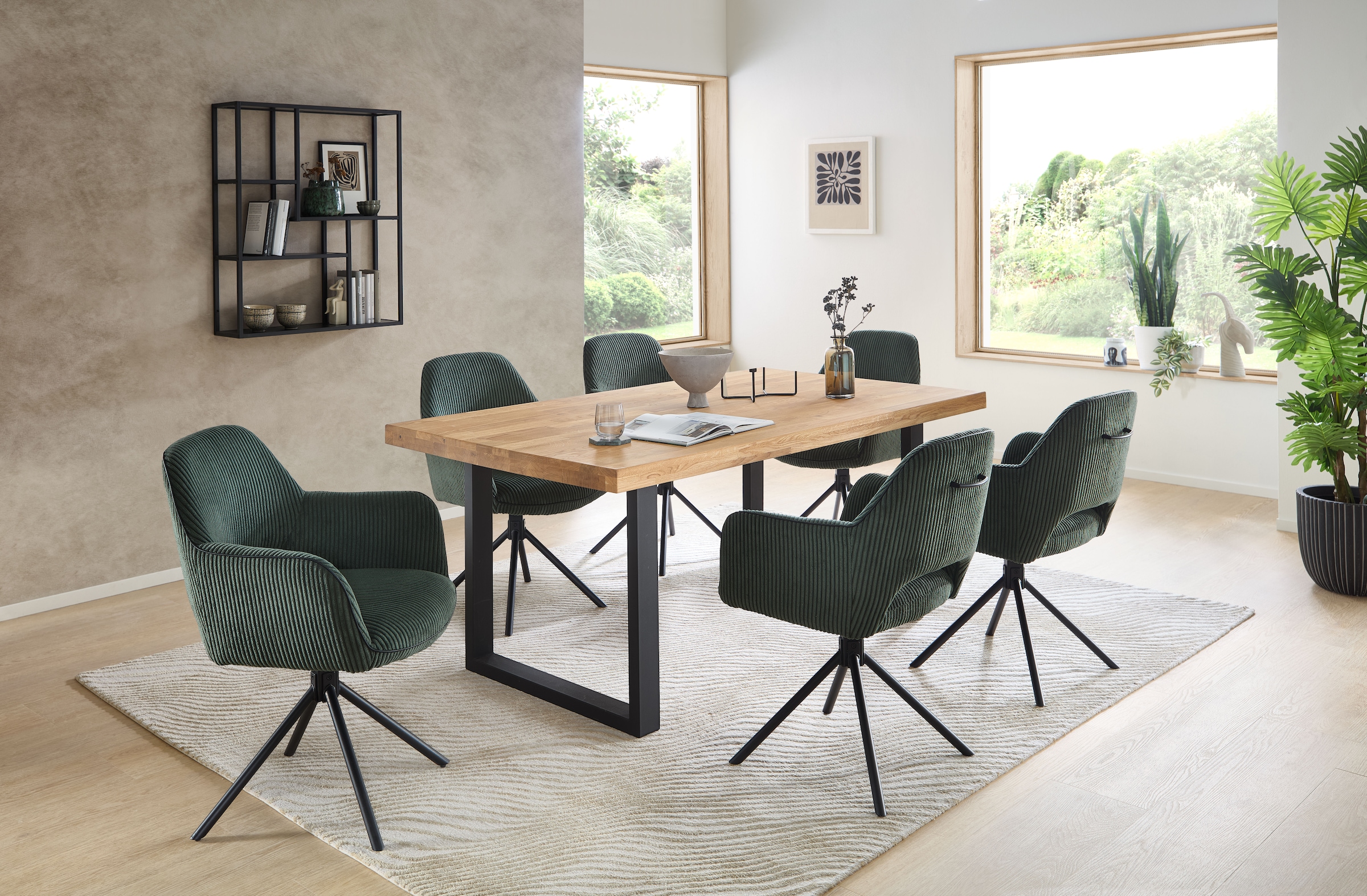 Stolkom Esstisch »Chris Esszimmertisch Eiche Massivholz, BxHxT 110x47x70 cm« Gerade Kante, Industrial Style Eiche Massivholz