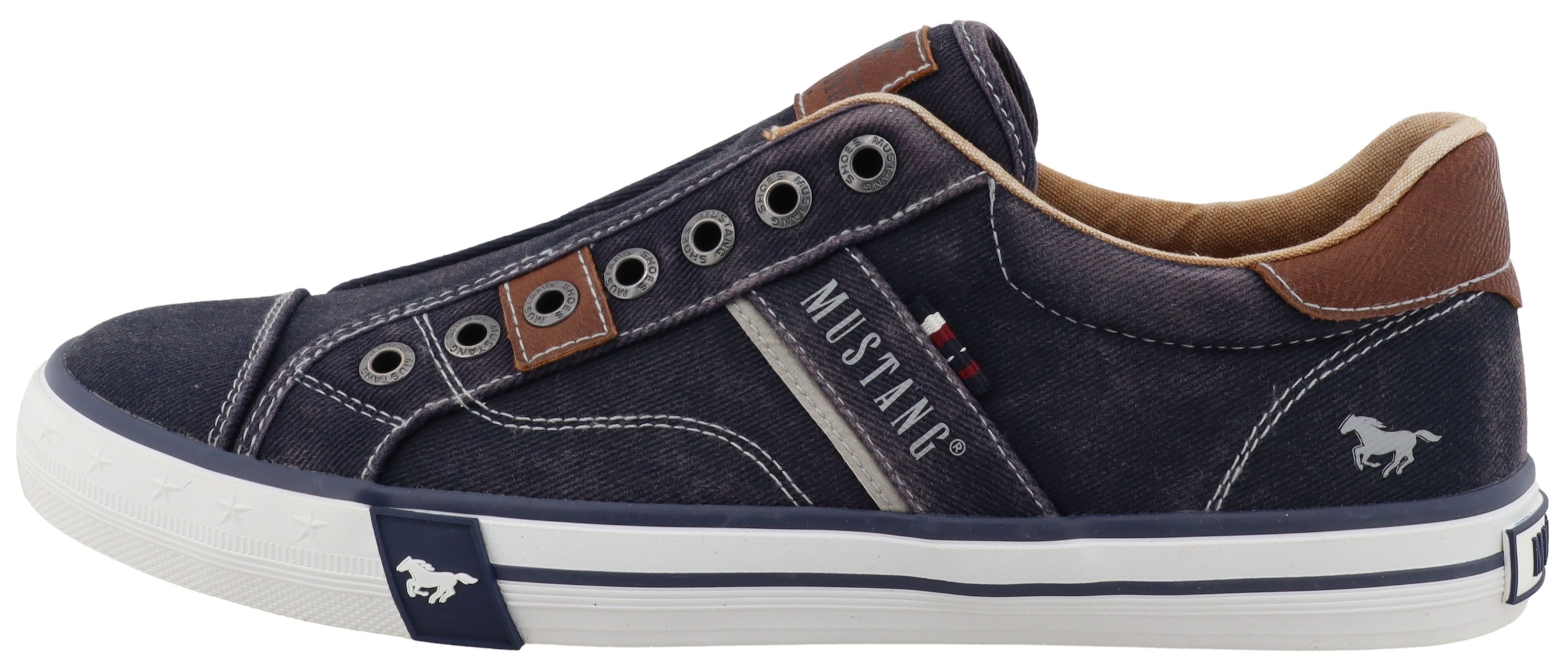 Mustang Shoes Baskets slip-on »Calogero«  Mocassin, chaussure décontractée, chaussure basse avec coutures contrastées