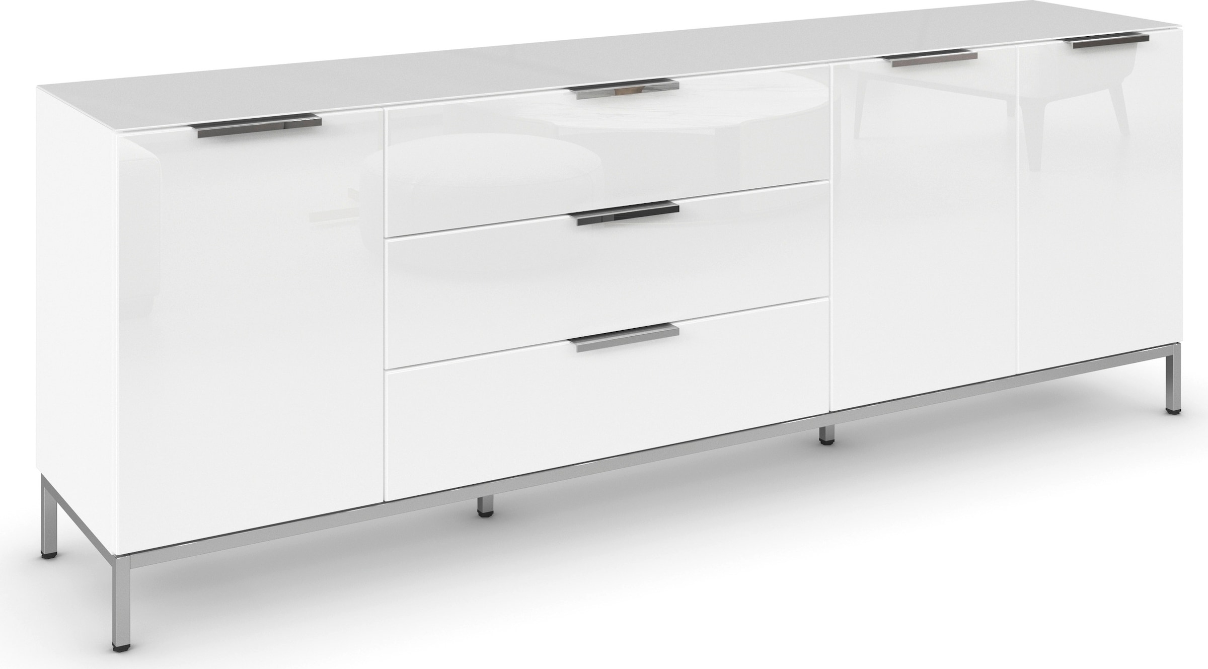 rauch Kombikommode »Kommode Türkommode Sideboard Kombikommode FLIPP mit Glasfront« Breite 200 cm mit 2 Einlegeböden,  3-türig, 3 Schubladen, Soft-Close-Funktion, Oberboden und Front Glas