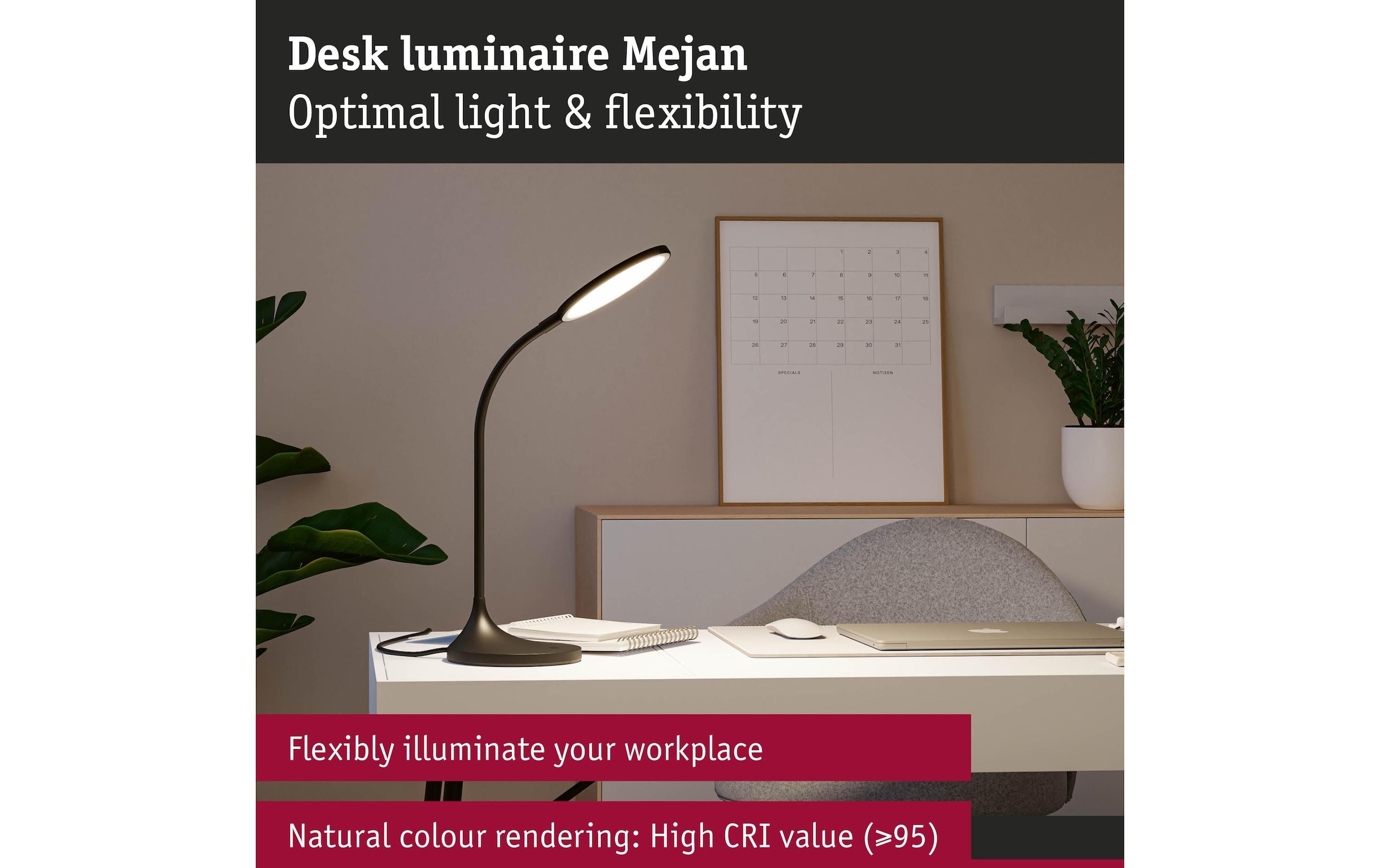 Paulmann LED Schreibtischlampe »Paulmann Schreibtischleuchte Schwarz, matt« LED-Modul warmweiss