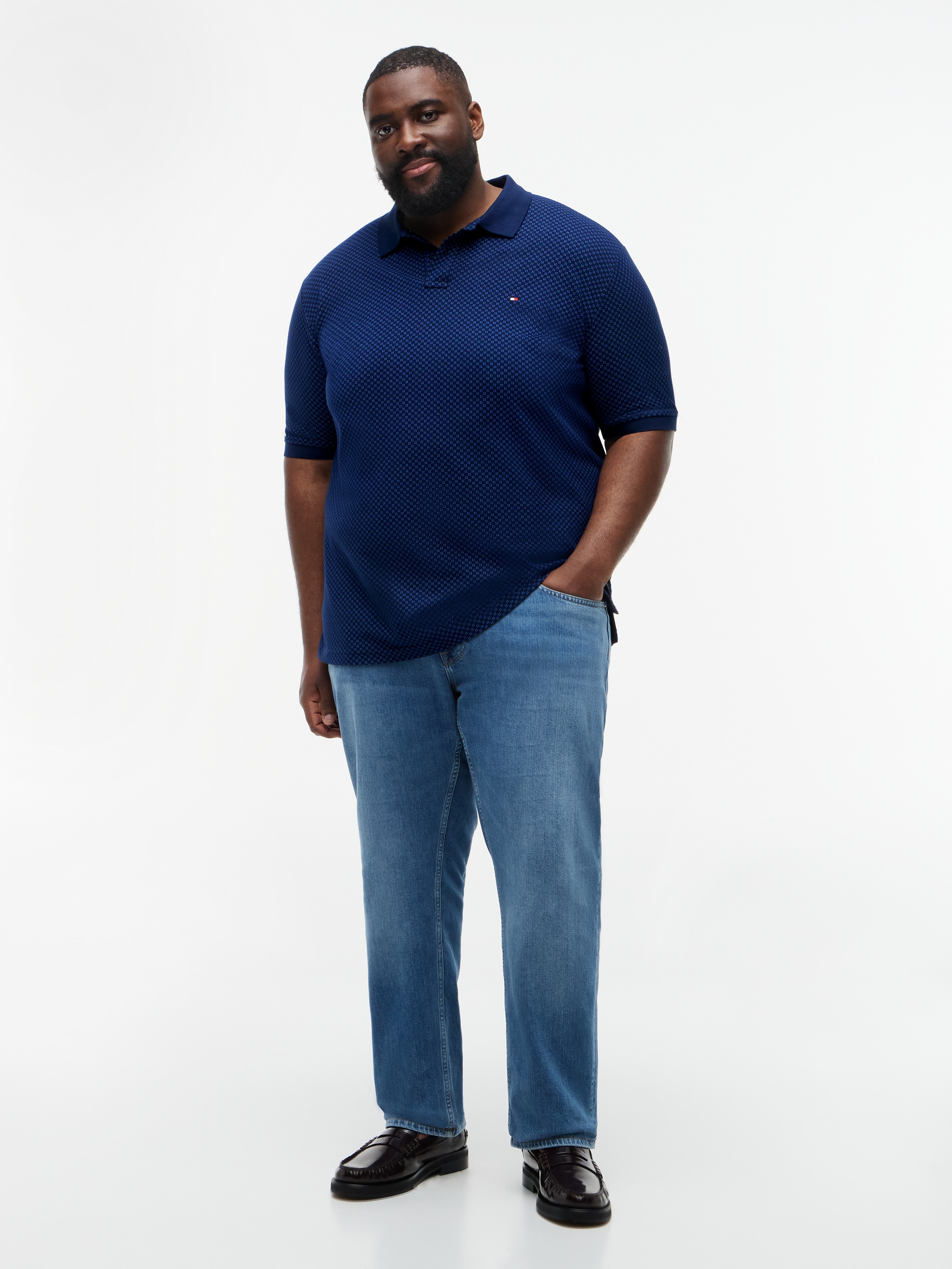 Tommy Hilfiger Big & Tall Poloshirt »BT-MICROPRINT PIQUE REGULAR« mit geometrischem Muster, Grosse Grössen