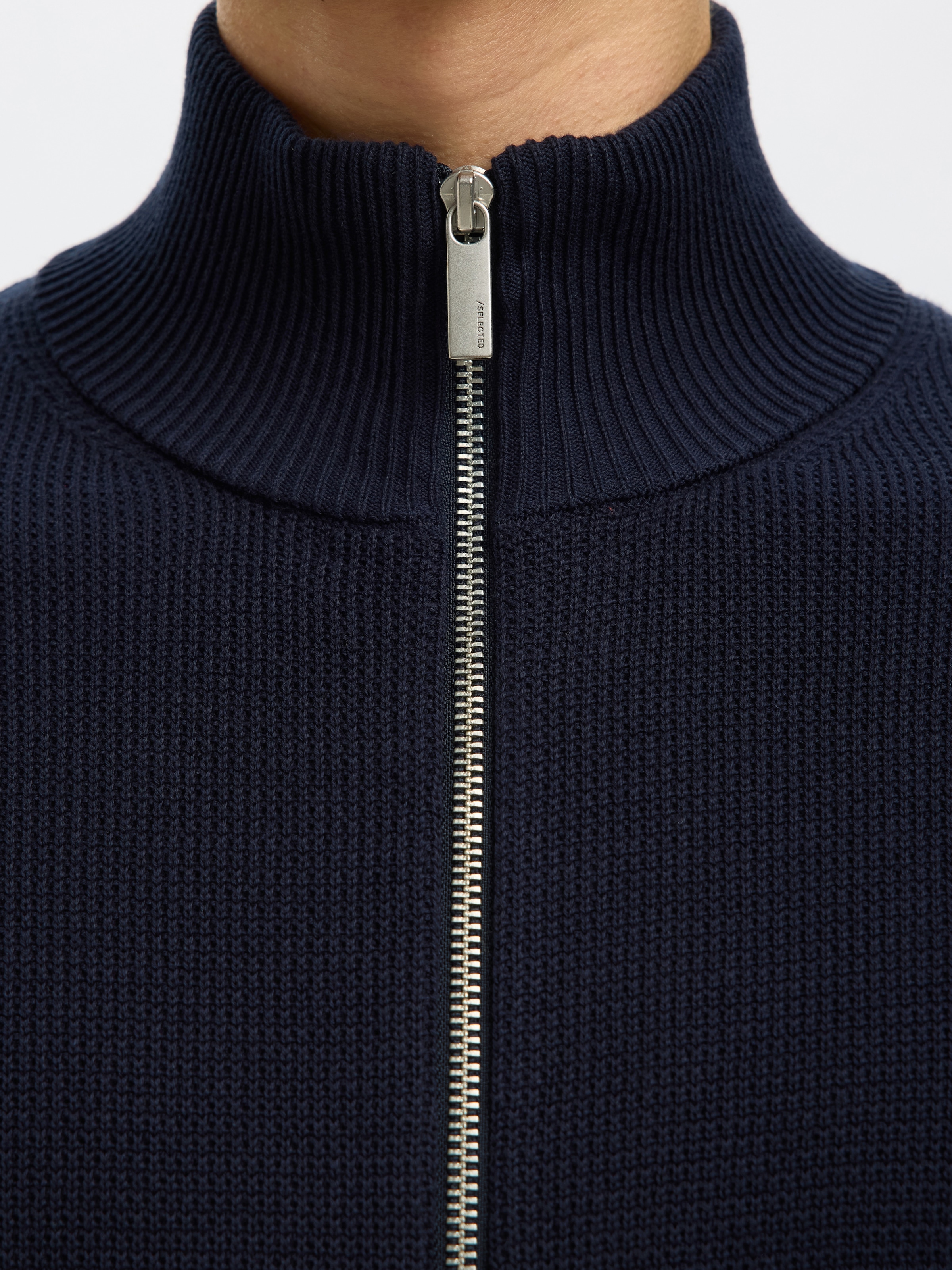 SELECTED Veste en tricot »SLMDANE LS KNIT STRUCTURE FULL ZIP NOOS« coton, coupe régulière