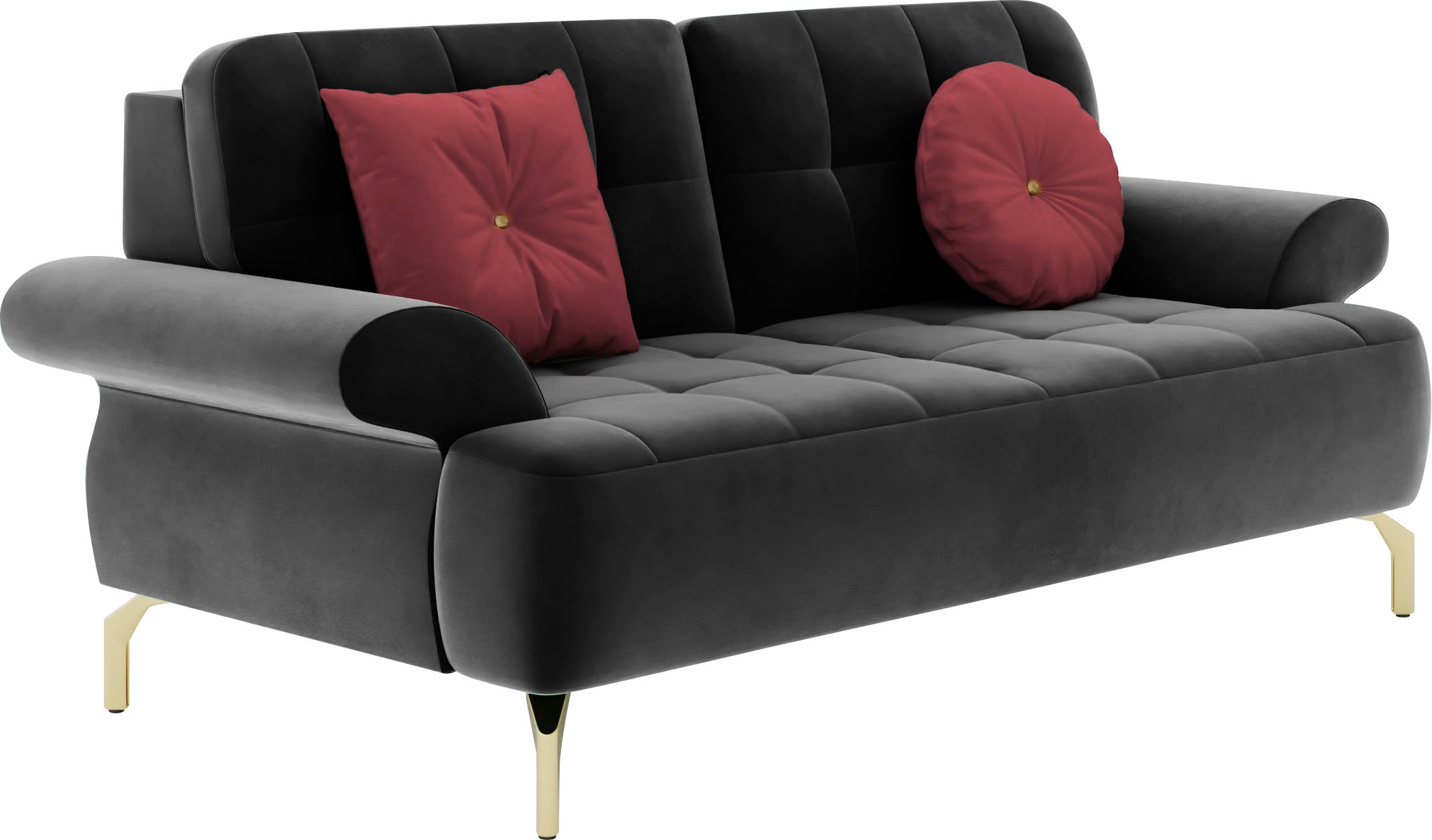 sit&more 2-Sitzer »Orient 1« inkl. 2 Zierkissen mit Strass-Stein, goldfarbene Metallfüsse