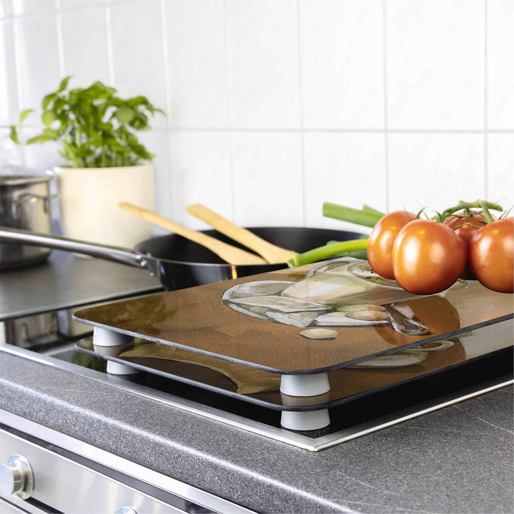 WENKO Herd-Abdeckplatte »Universal Modell Kaffee« Herdabdeckung für alle Herdarten, kratzfest, mit rutschfesten Füssen