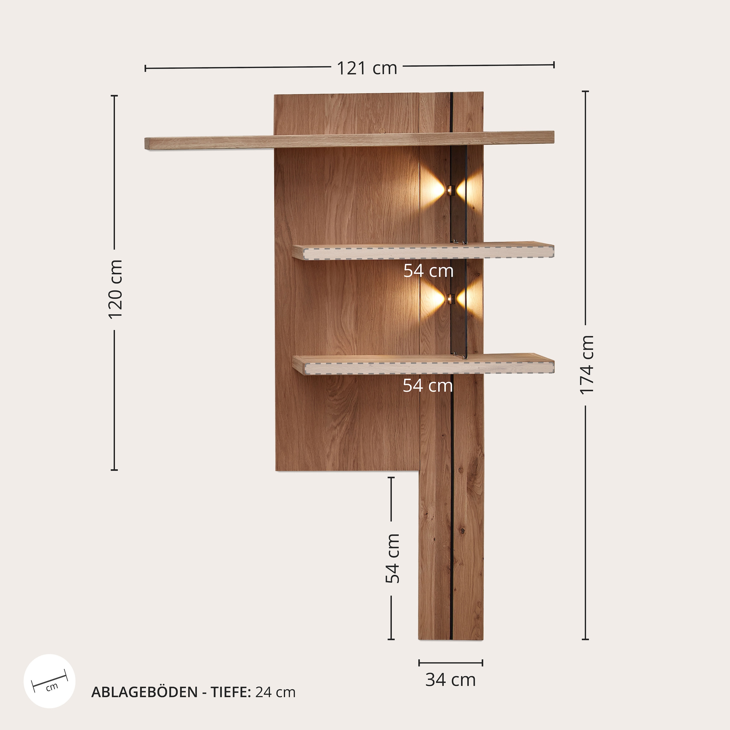 Wohnconcept Meuble mural »Donna Wohnwand, 310x207x50 (BxHxT) Echtkork Absetzung« 3 cuis tlg.