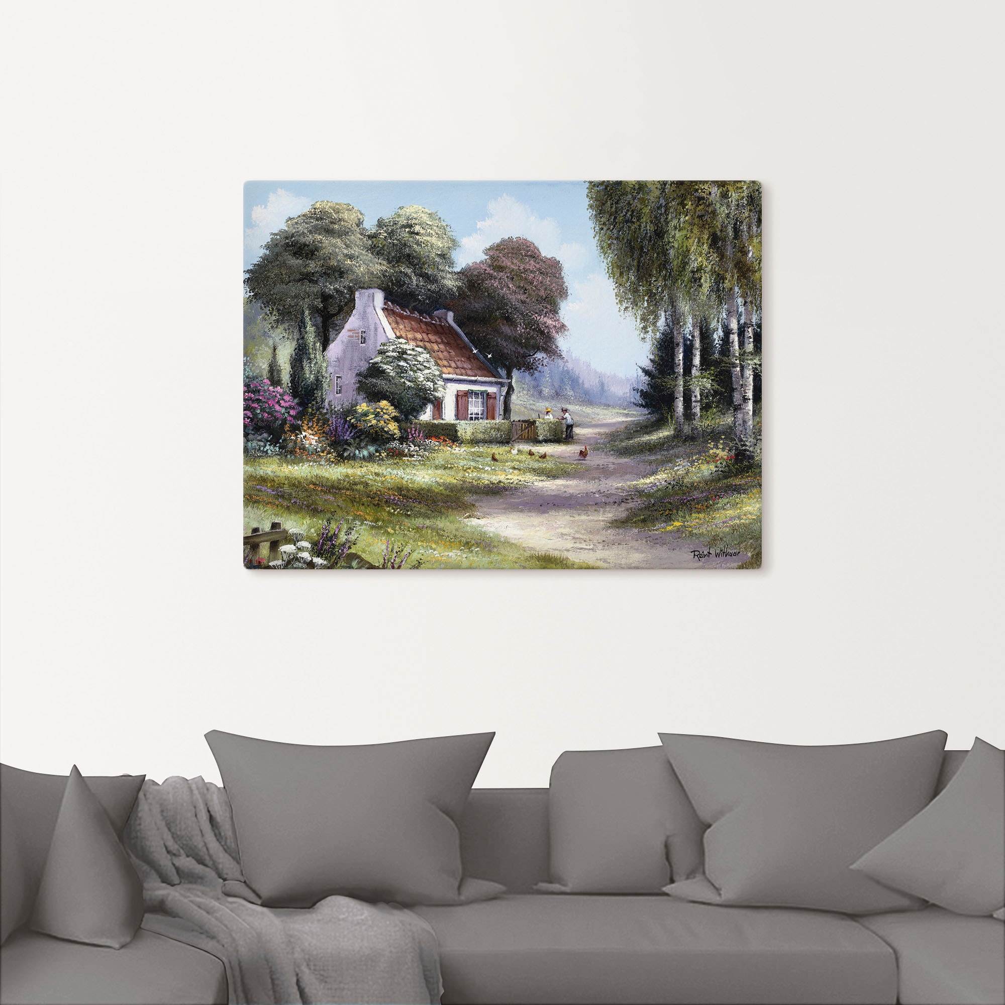 Artland Leinwandbild »Männer, die die Hecke schneiden« Garten 1 Stk. tlg. auf Keilrahmen gespannt