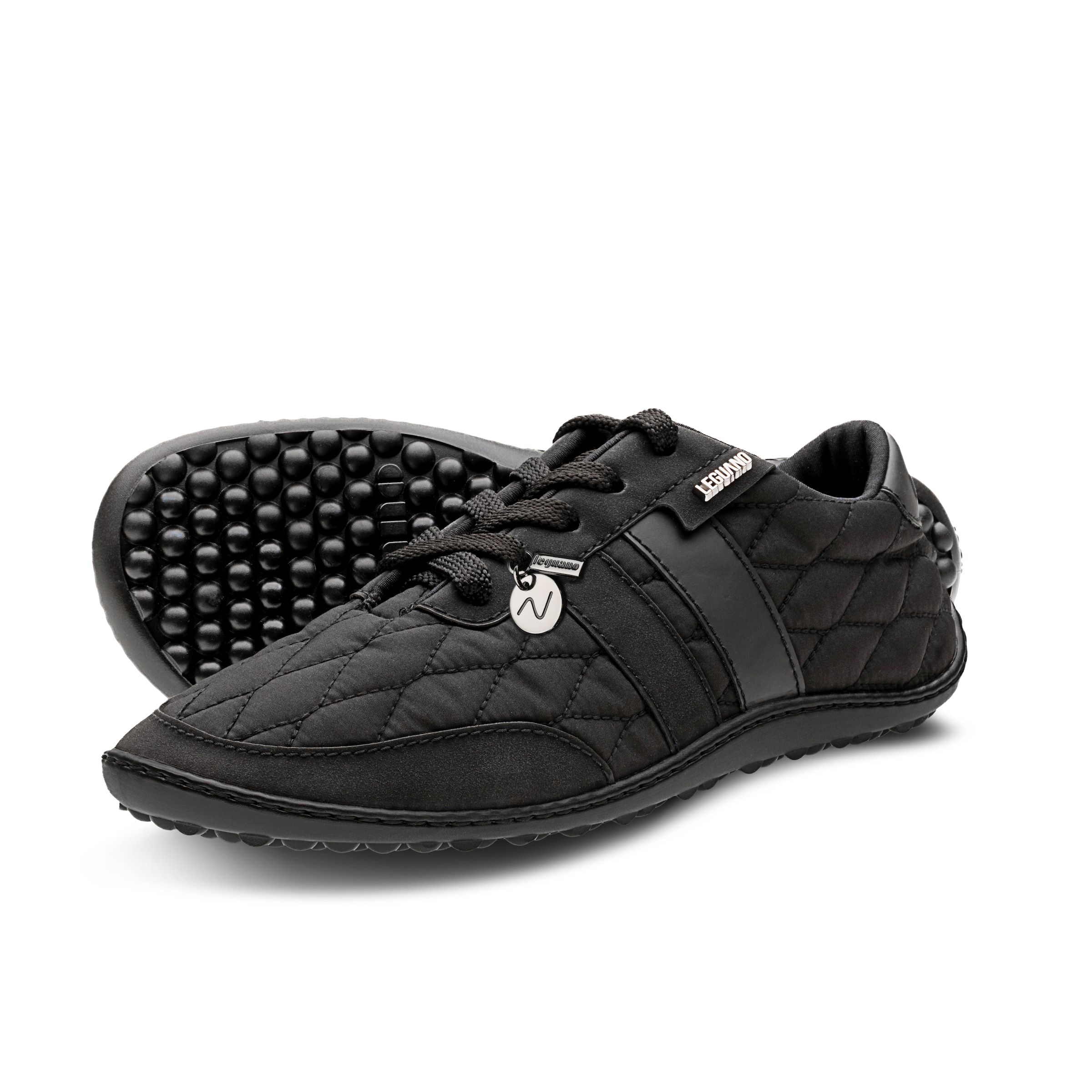Leguano Chaussures pieds nus »NIGHTSTEP«  chaussure à lacets avec surpiqûres décoratives et pendentif logo