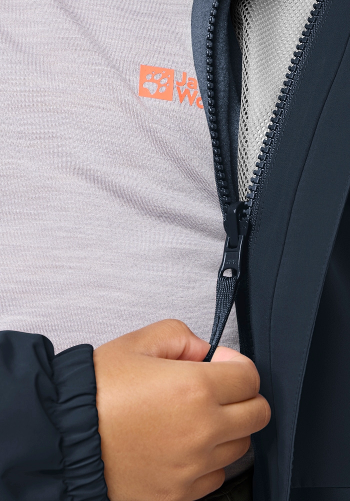 Jack Wolfskin 3-in-1-Funktionsjacke »ICELAND 3IN1 JACKET K« mit Kapuze für Kinder, mit fester Kapuze, atmungsaktiv, winddicht, wasserdicht