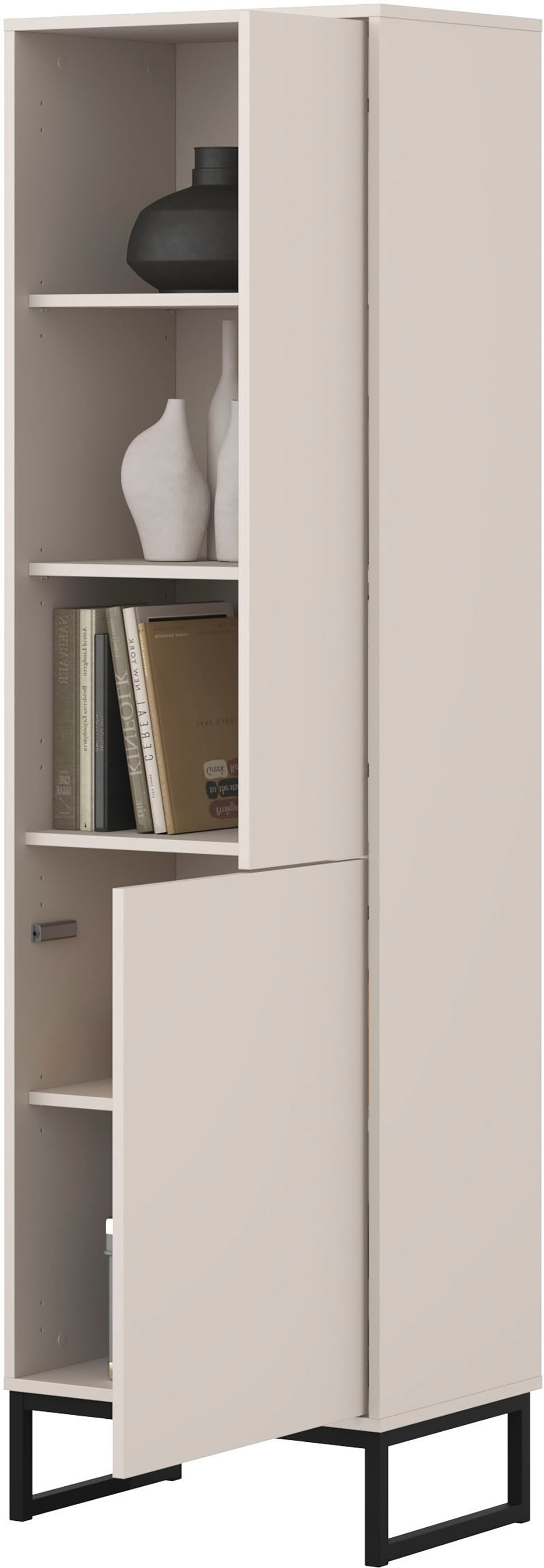 GOODproduct Vitrine »Loft, Höhe 180 cm, moderne grifflose Standvitrine mit 2 Türen« Hochschrank mit viel Stauraum, verstellbaren Einlegeböden, Regal
