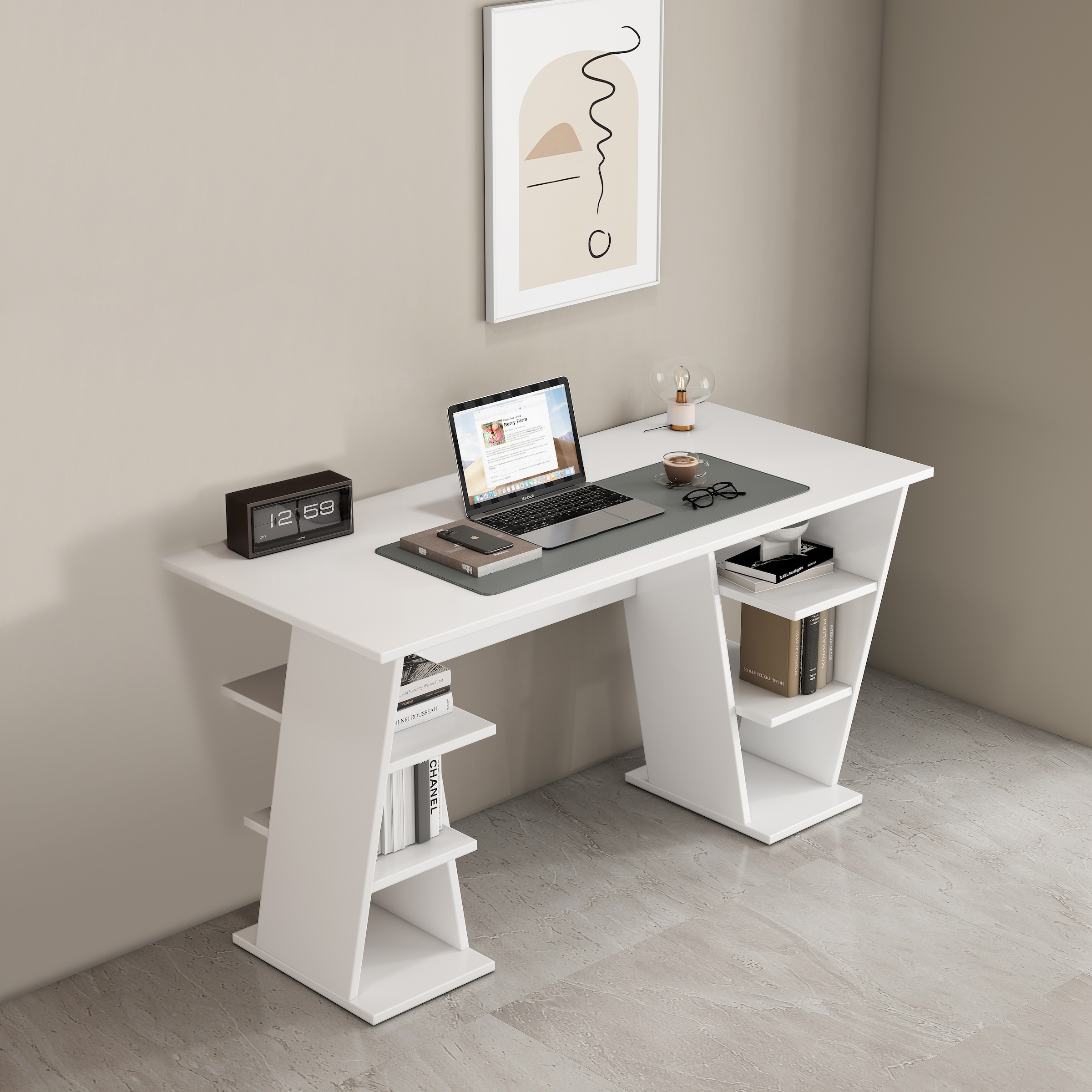 GOODproduct Schreibtisch »Ezzell« Set,  Regalschreibtisch mit Ablagen, modernes Design, Breite 137 cm