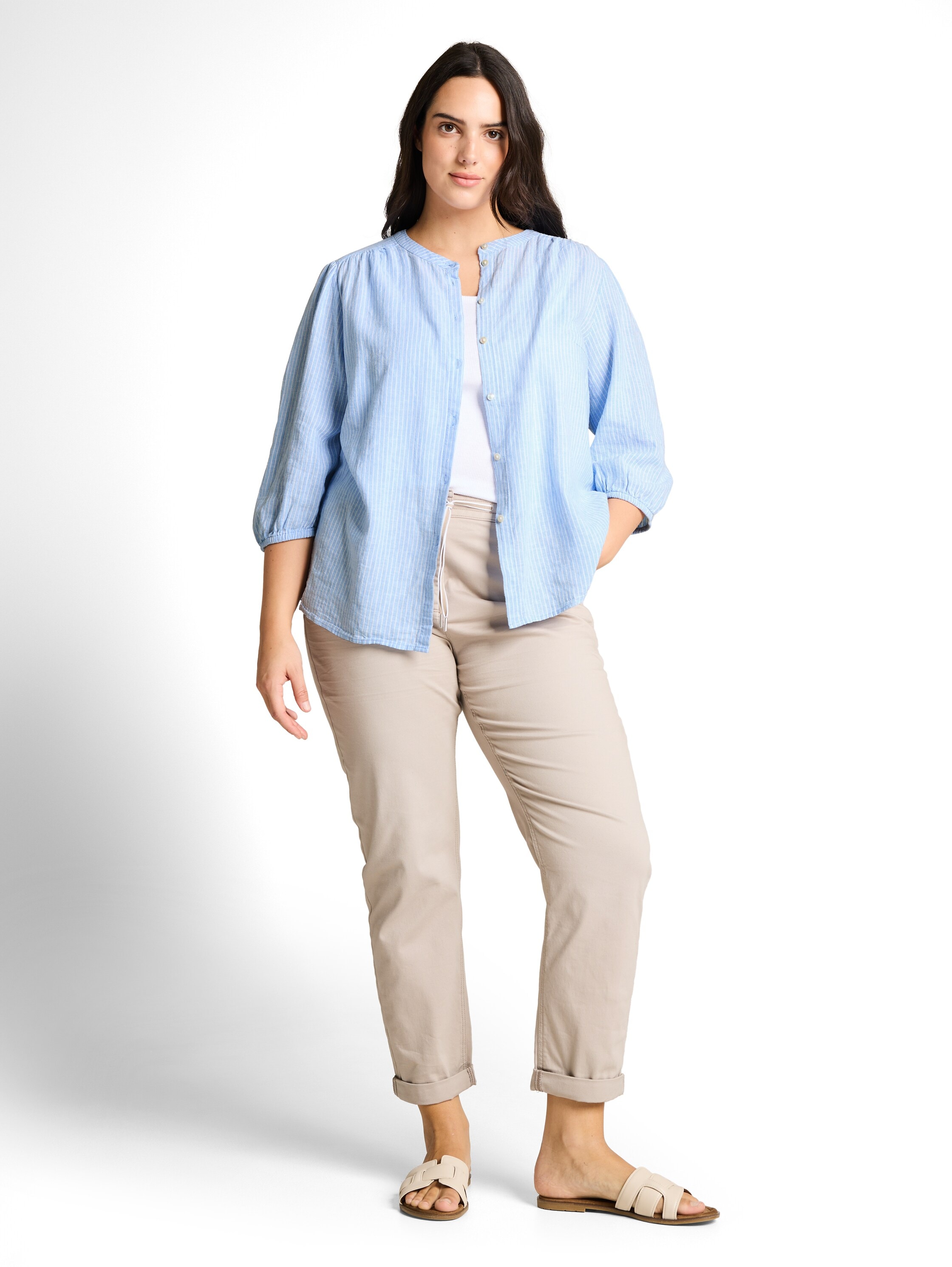 TOM TAILOR PLUS Schluppenbluse mit Streifen-Design
