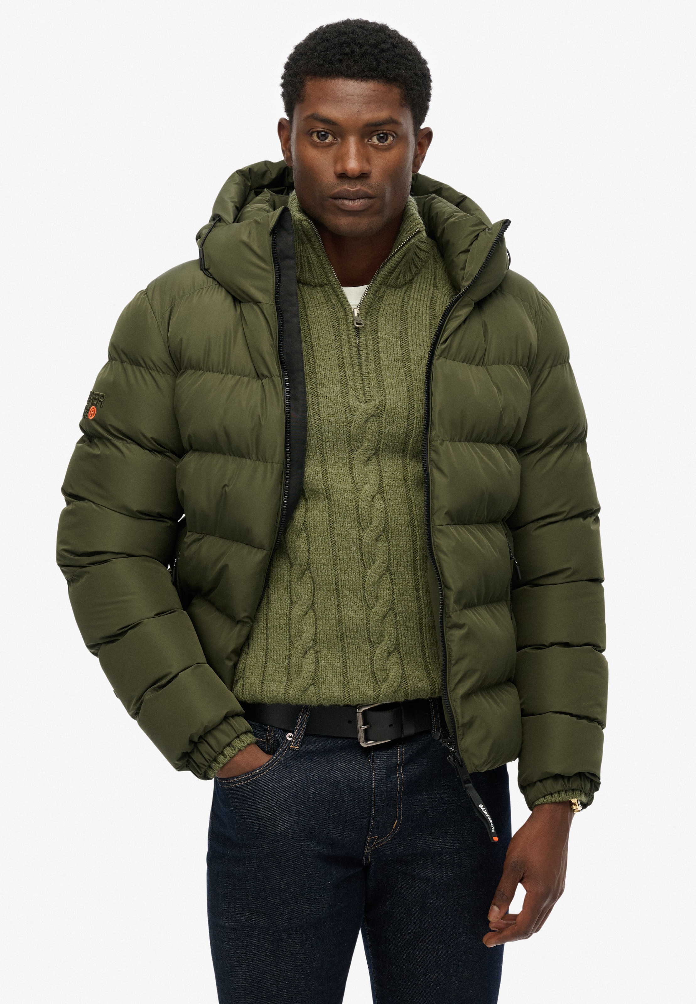 Superdry Steppjacke »HOODED SPORTS PUFFER JACKET« mit Kapuze Kunstfaser, relaxed fit