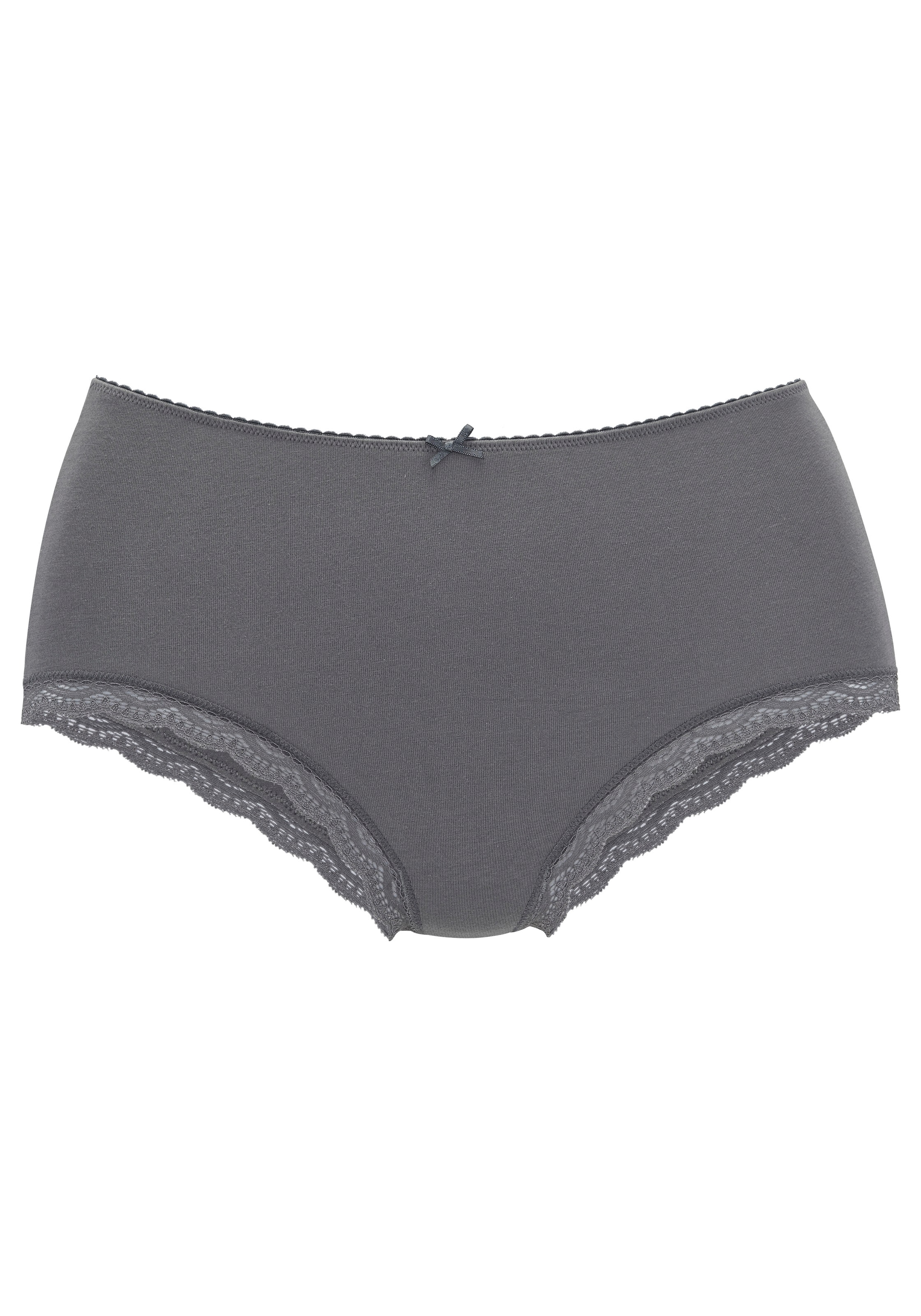 LASCANA Culotte haute 5er-Pack,  aus elastischer Baumwolle mit zarter Spitze, mit Aufbewahrungsbox