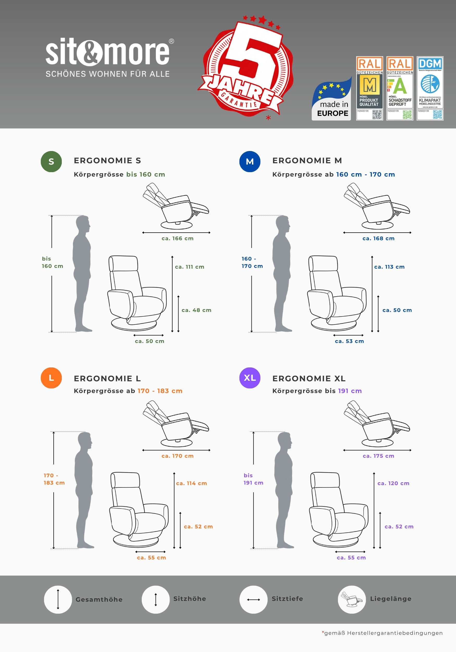 sit&more Fauteuil TV »Enjoy« en taille S, ou M, ou L, au choix avec moteur et aide à se lever