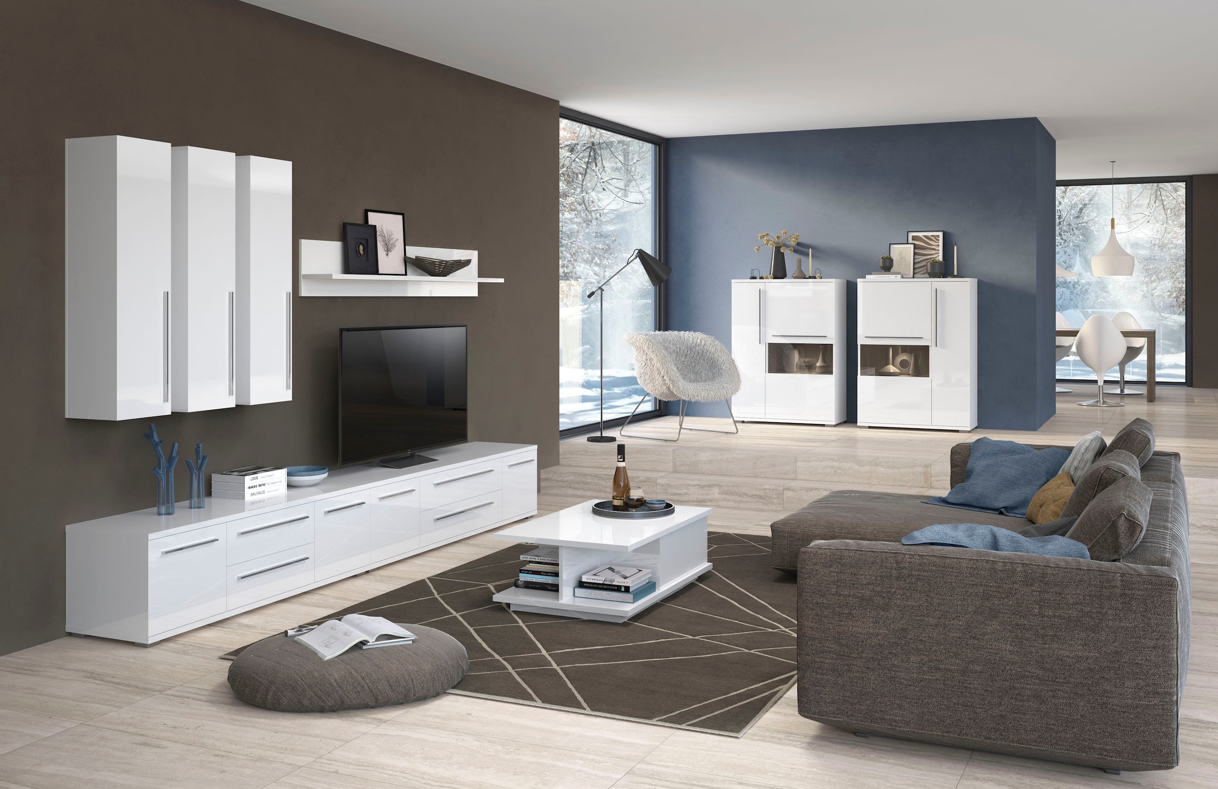 GOODproduct Lowboard »Piano TV-Kommode in Breite 165 oder 180 cm mit Soft-Close-Funktion« Hochglanz UV-lackiert, Br 180 cm mit versch. Tür- und Schubkastenmasse