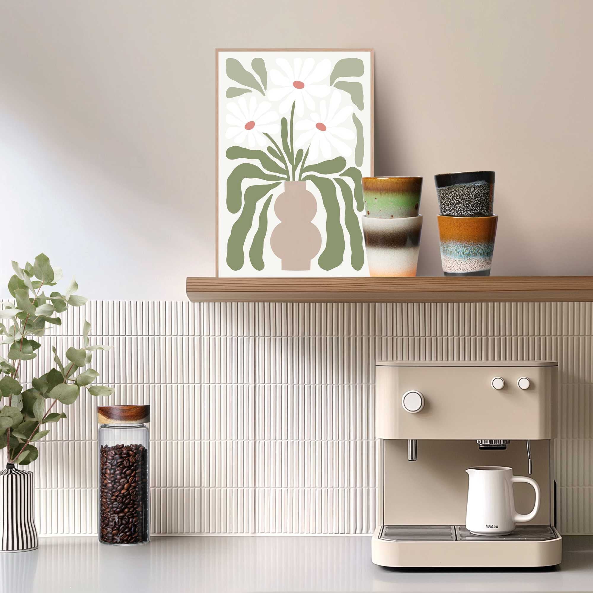 Reinders! Poster »Abstract Flowers« Wohnzimmer - Blumen - Vase - Grün - MDF - Blumen und Pflanzen