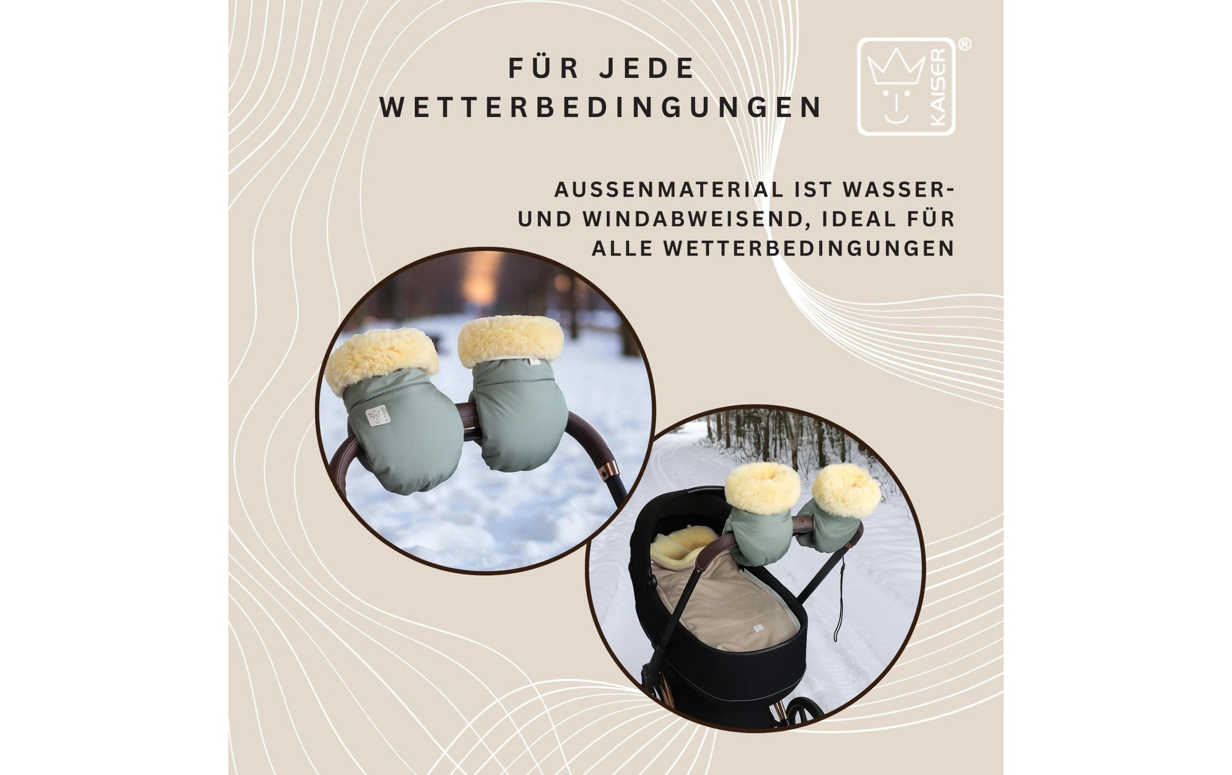 Kaiser Kinderwagen-Handwärmer »Handschuh Reflect Kiwa« Lammfell-Kinderwagenhandschuh