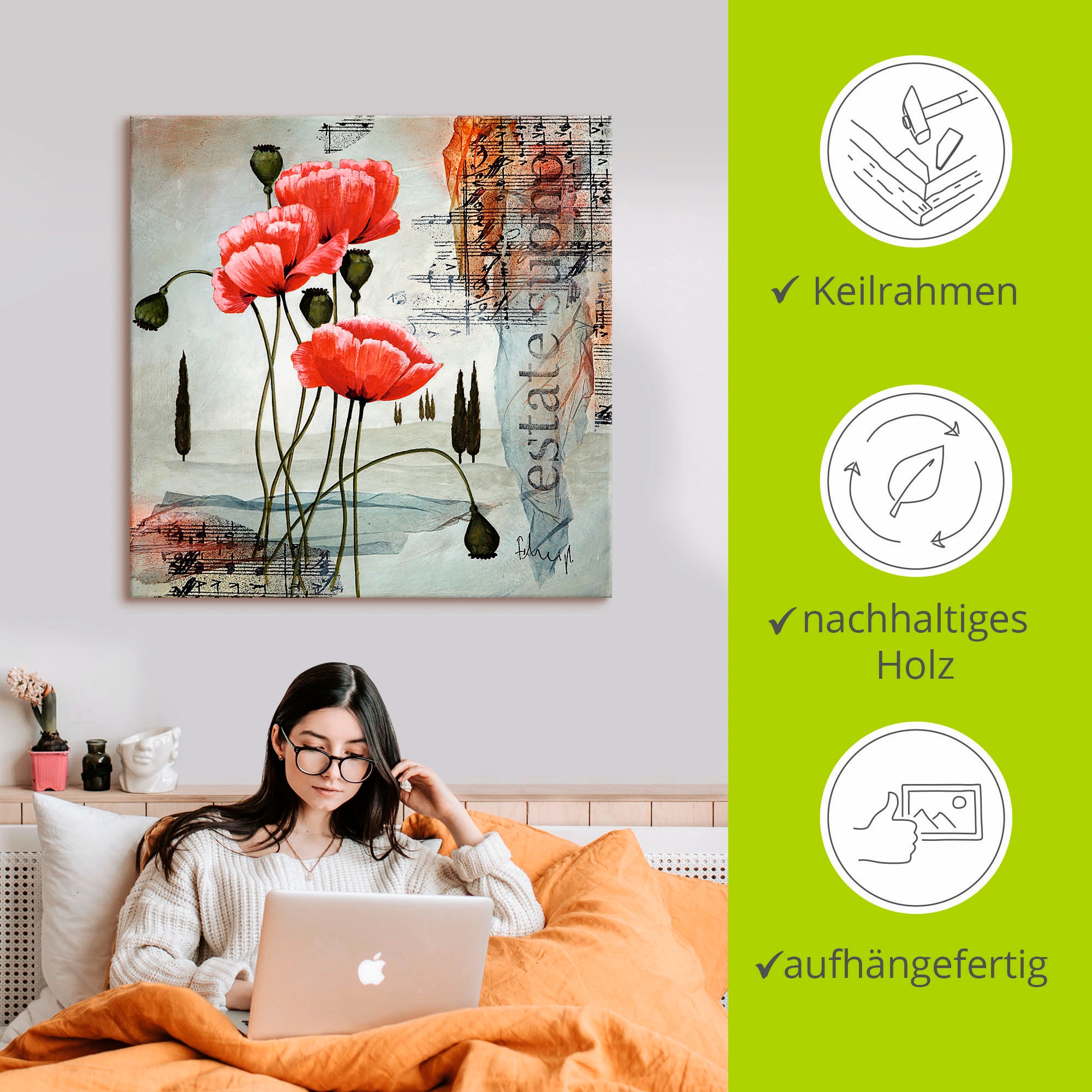 Artland Wandbild »Klatschmohn« Blumen 1 Stk. tlg. als Leinwandbild, Poster in verschied. Grössen