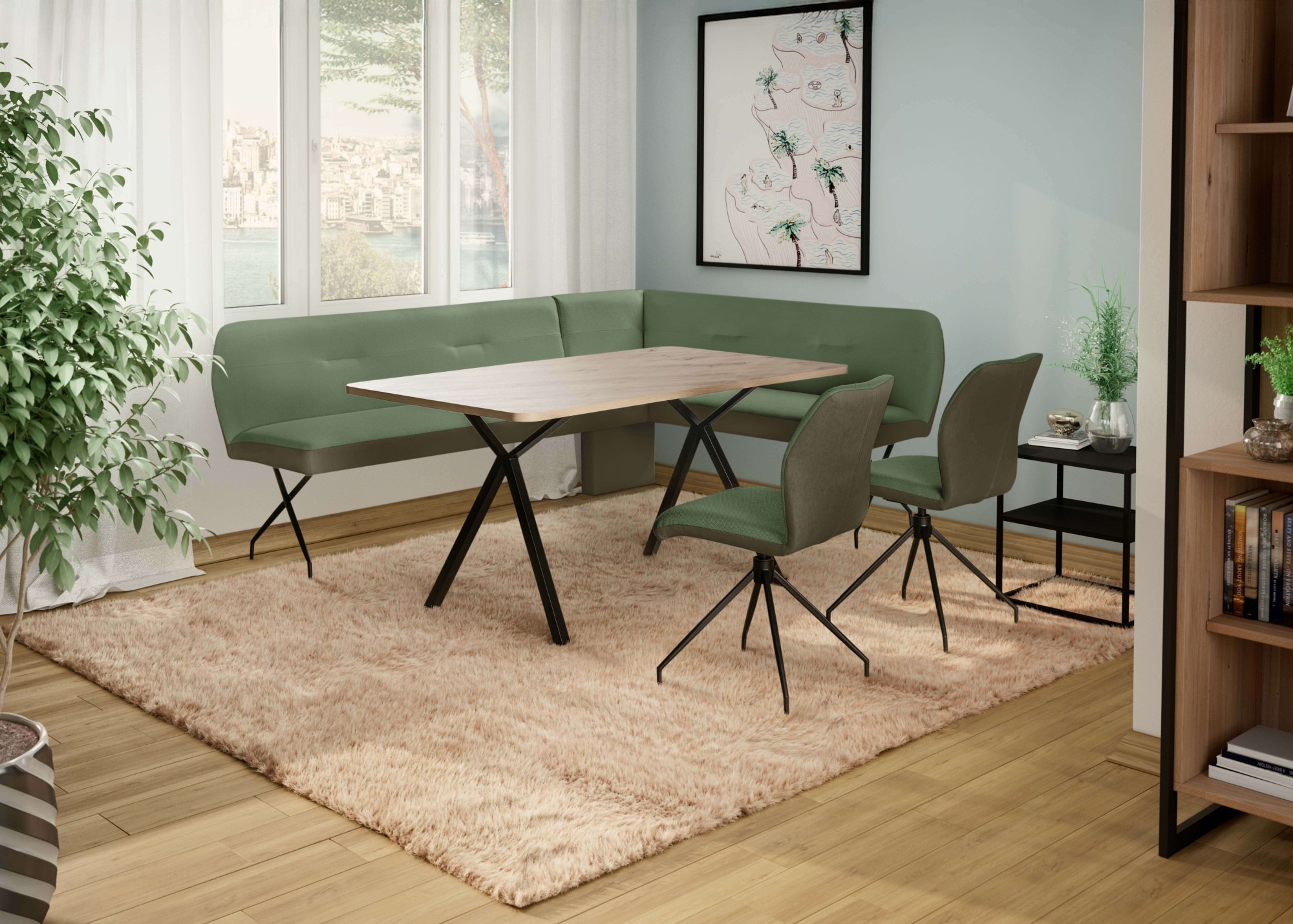 GOODproduct Chaise pivotante »Bruna Esszimmerstuhl,Polsterstuhl, Küchenstuhl, 4-Fussstuhl« () 360° drehbar, mit automatischer Rückstellung, 2-Stoff-Design