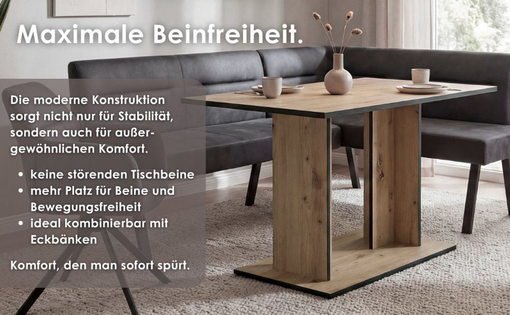 byLIVING Säulen-Esstisch »TOM« Artisan Eiche (Eiche-Optik), 100 kg, 4 Sitzplätze, Säule: 25 x 56,6 cm