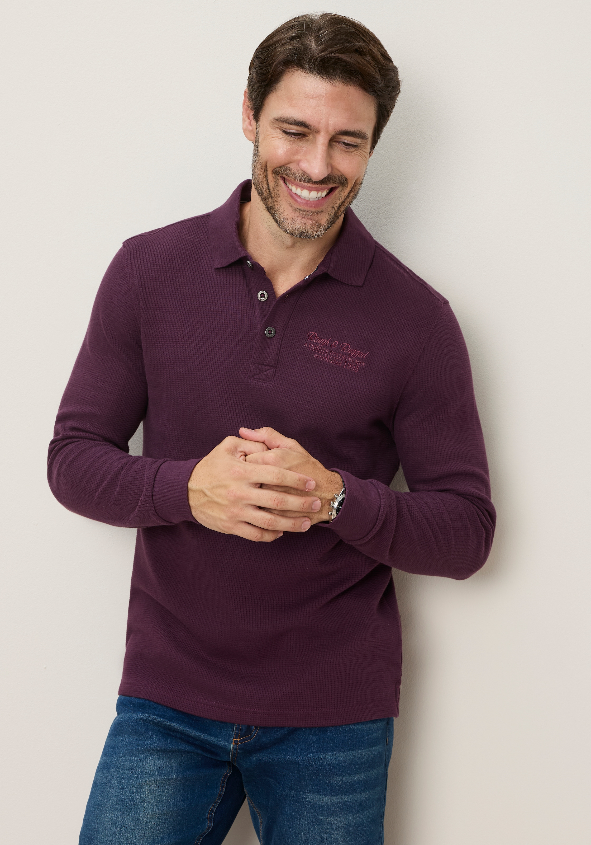 Man's World Polo coupe normale, à manches longues, style classique