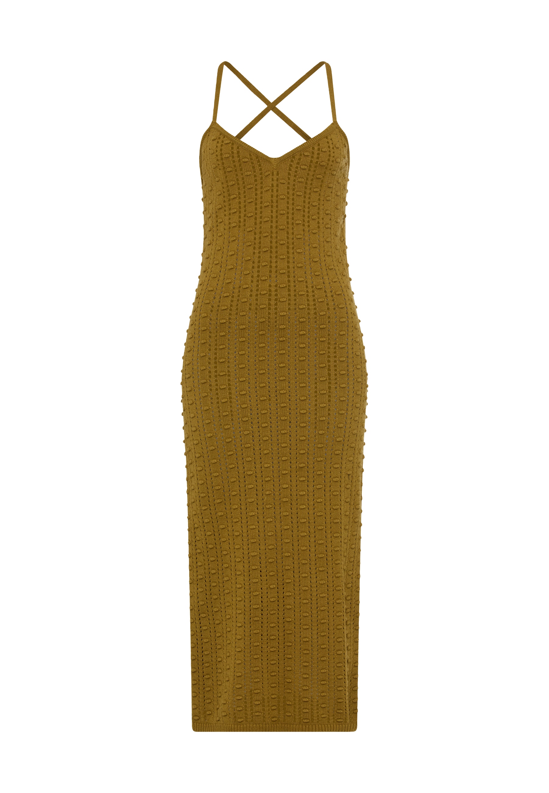 LSCN by LASCANA Strickkleid »mit tiefem Rückenausschnitt« in Midilänge mit gekreuzten Trägern hinten, Midikleid, Strandkleid