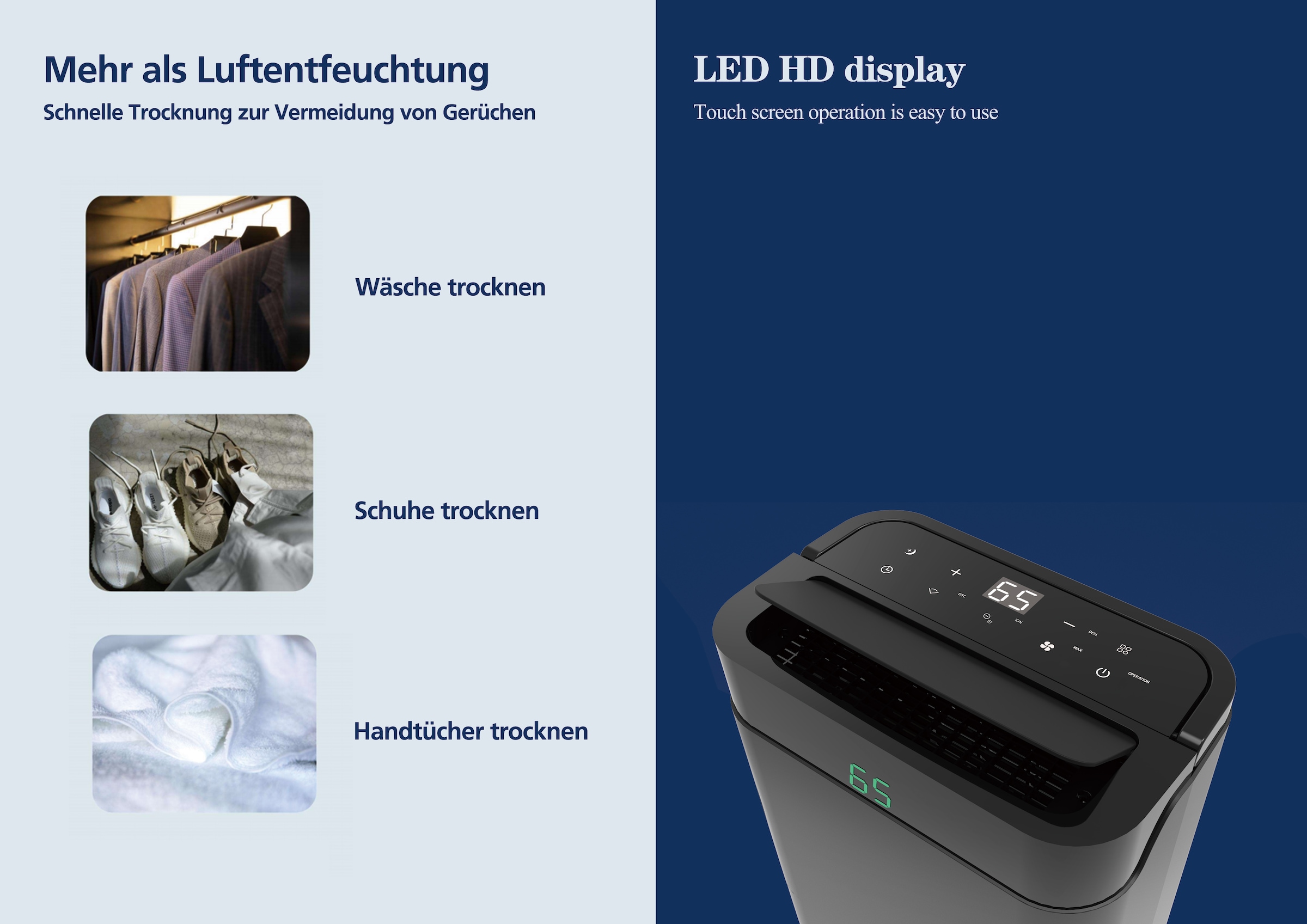 Hanseatic Luftentfeuchter »Hanseatic 20L, 2in1 Entfeuchtung & Luftreinigung« Entfeuchtung 20 l/Tag Tank 5 für Räume bis 40m², 5L Wassertank