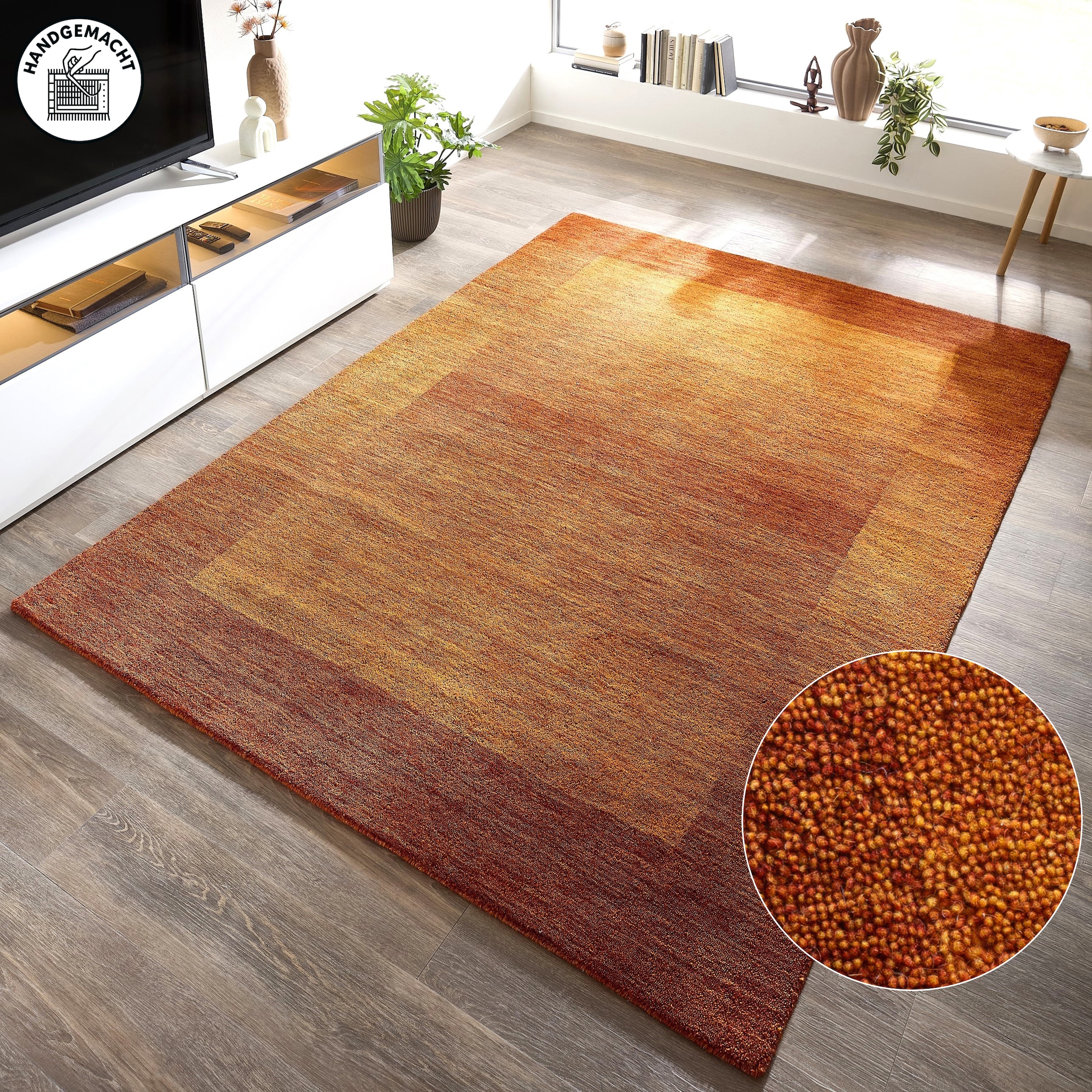 THEKO Wollteppich »Gabbeh Super, Handweb, auch als Läufer erhältlich, reine Wolle« rechteckig 9 mm Höhe Schlafzimmer, Wohnzimmer, Esszimmer, auch als Bettumrandung