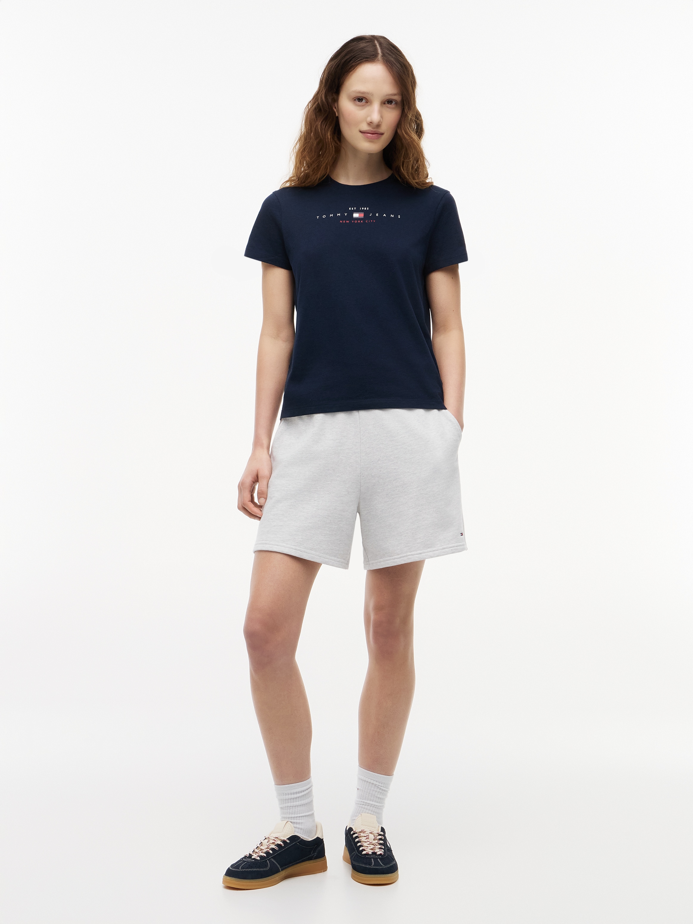 Tommy Jeans T-shirt à manches courtes »TJW REG US LINEAR SS TEE« Baumwollmischung, regular fit, Logo