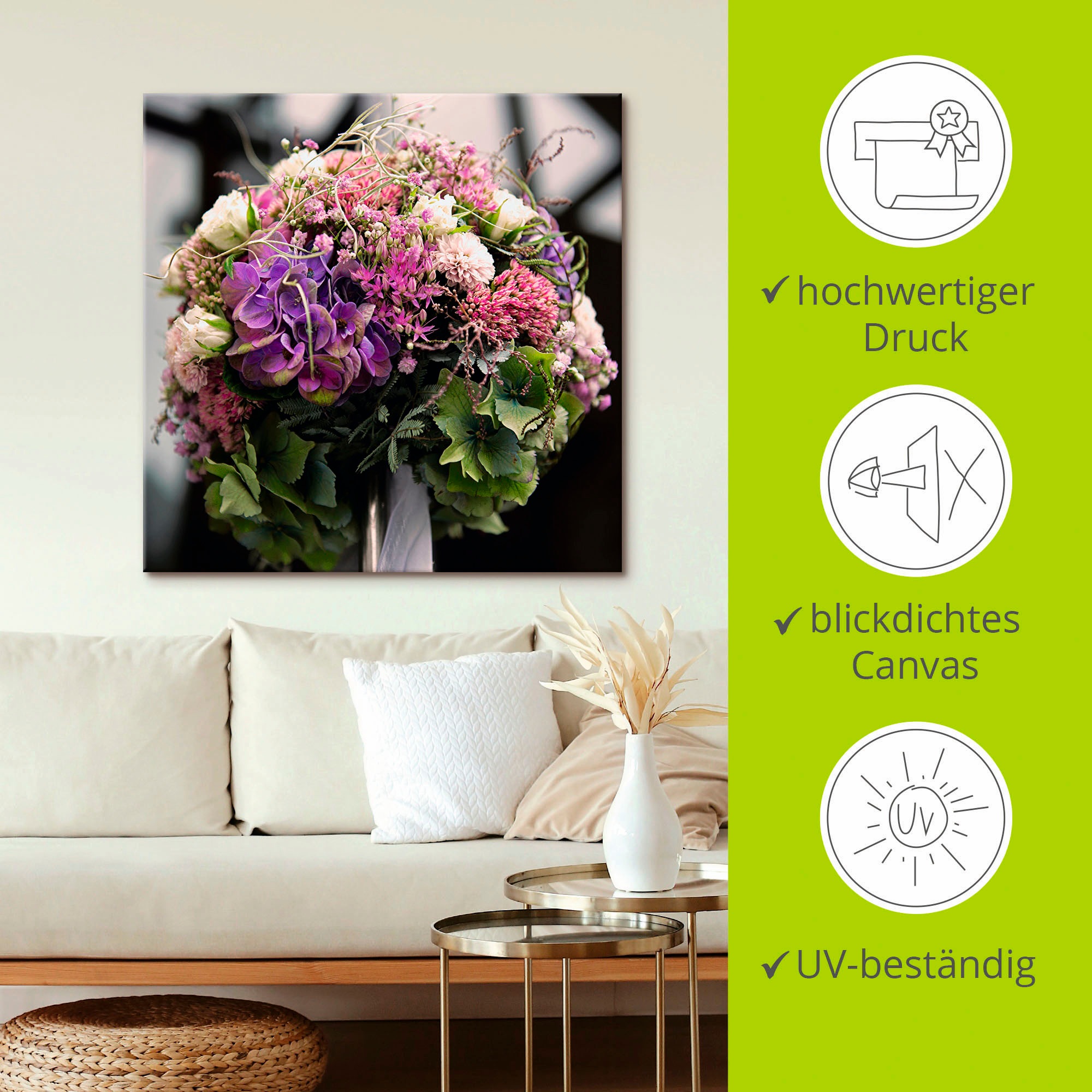 Artland Tableau sur toile »Blumenkugel« 1 cuis tlg. auf Holzrahmen gespannt