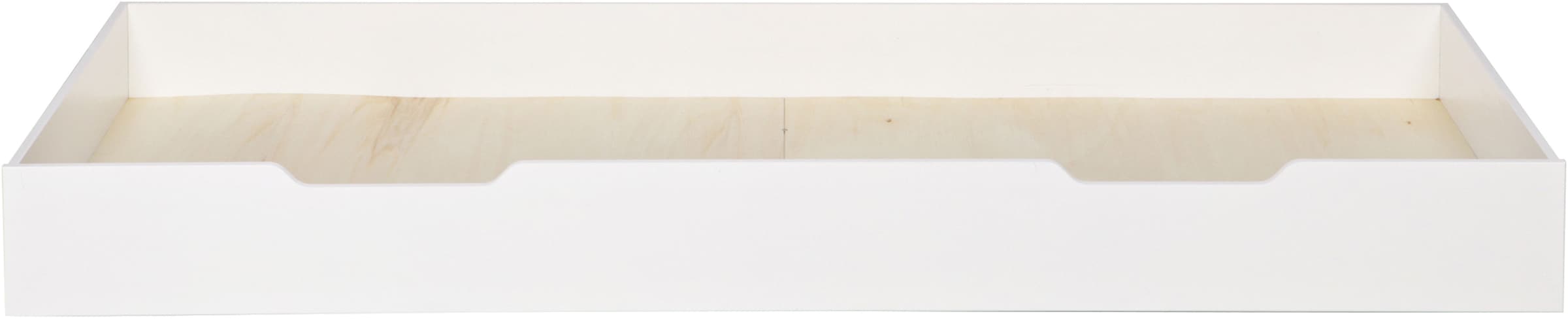 WOOOD Bettschubkasten »Nikki mit gebürstetem Massivkiefer und Rollen B 94 x T 198 x H 20 cm« Als Stauraum- oder Gästebettschublade nutzbar, MDF-Boden, Pfleiglicht