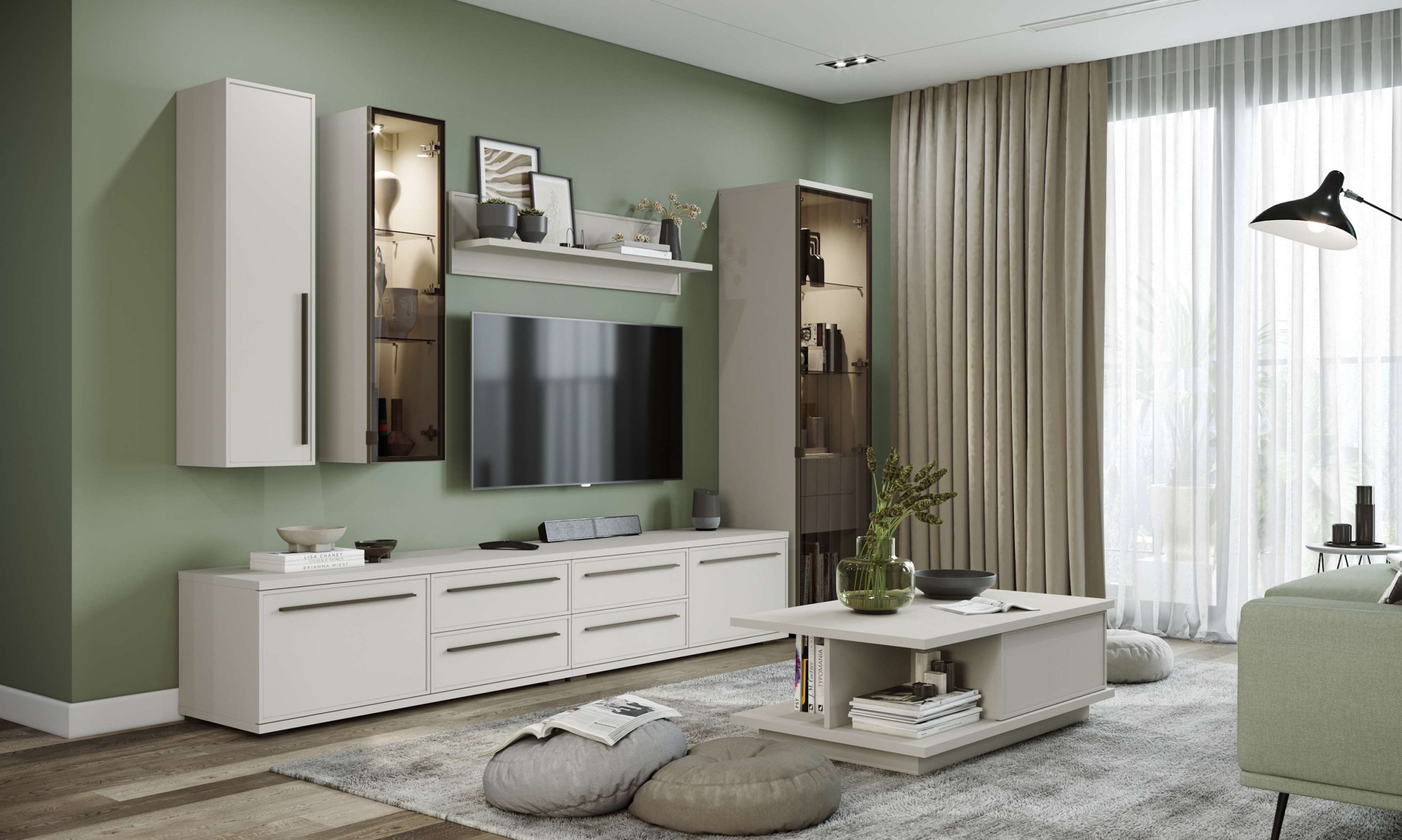 GOODproduct Vitrine suspendue »Opera, Wandschrank, Schwebendes Design für modernen Wohnraum« laqué UV, fonction Soft Close, montage mural