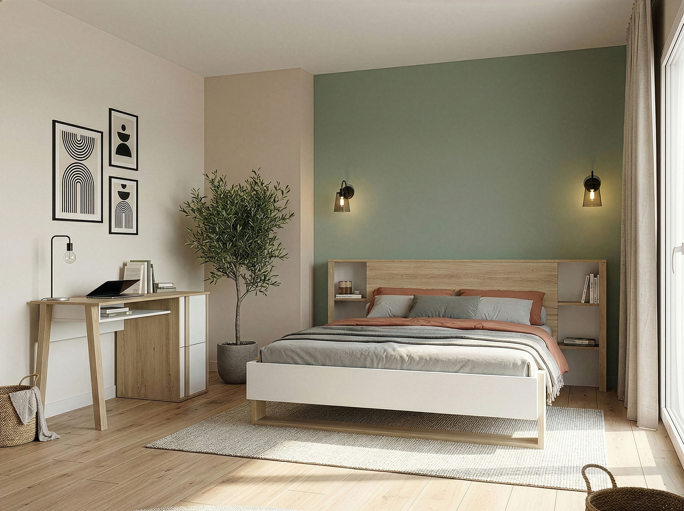 Gami Ensemble de chambre à coucher »ARIA« Set, 3 tlg. Ein praktisches Kopfteil mit Stauraum