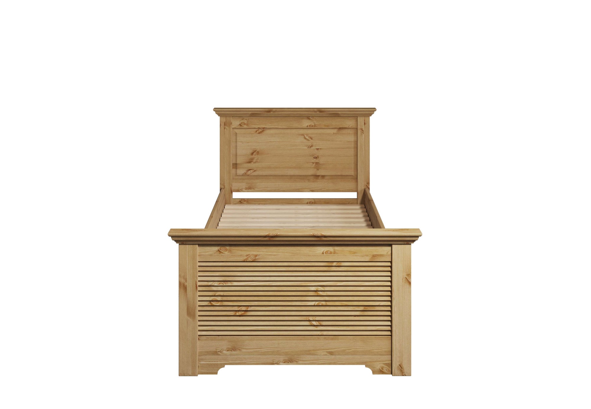 GOODproduct Lit »Rauna, Landhausstil, edles Design mit Lamellen und Kassetten, 2 Farben« Breite/Belastbarkeit 180cm=220 KG, 90cm=120KG,  FSC® zertifiziertes Kieferholz, massive Qualität mit Lattenrost