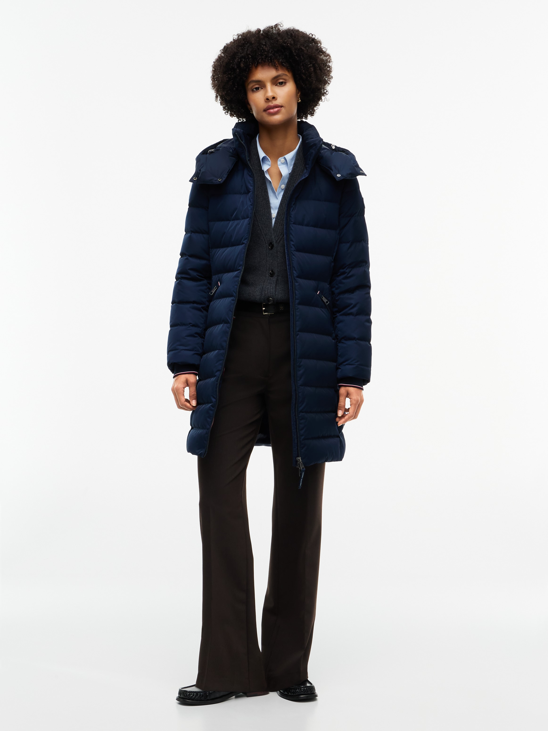 Tommy Hilfiger Steppmantel »DOWN BRANDED FITTED COAT« Kunstfaser, auch in grossen Grössen